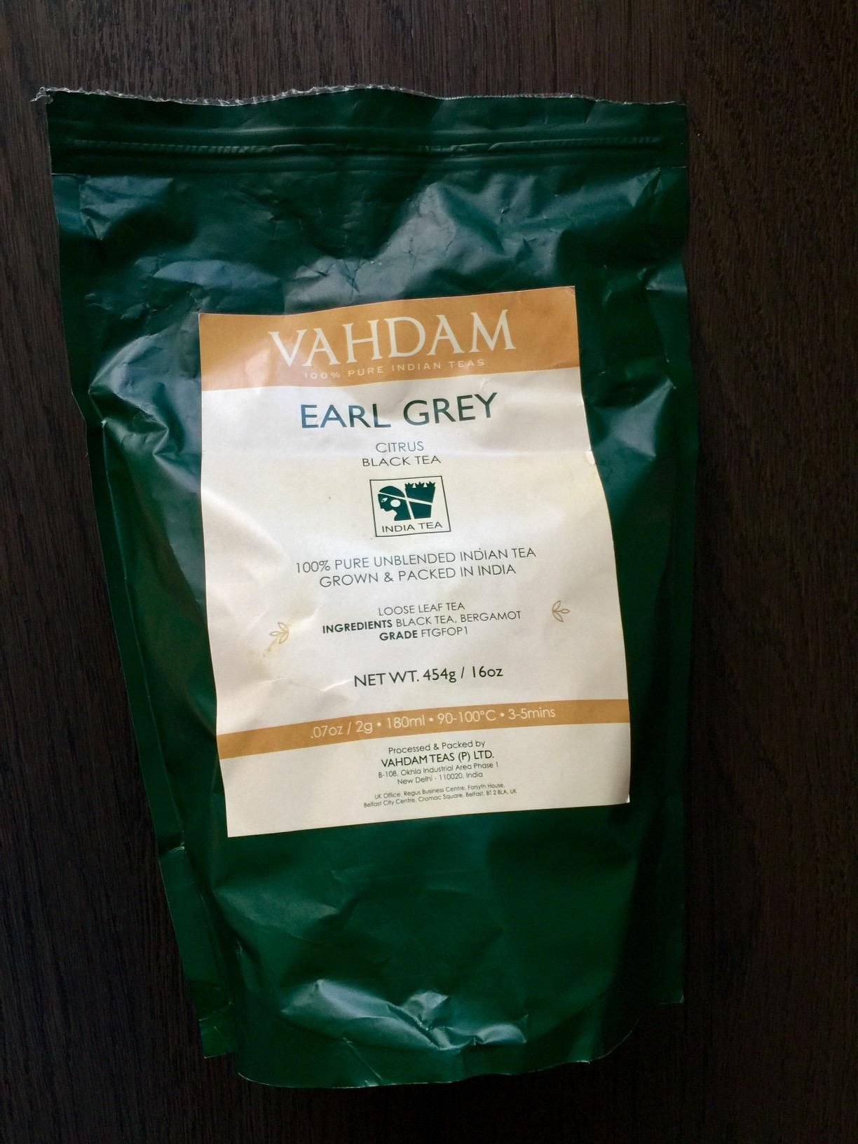 Earl Grey thé noir Vahdam - fraîcheur et qualité