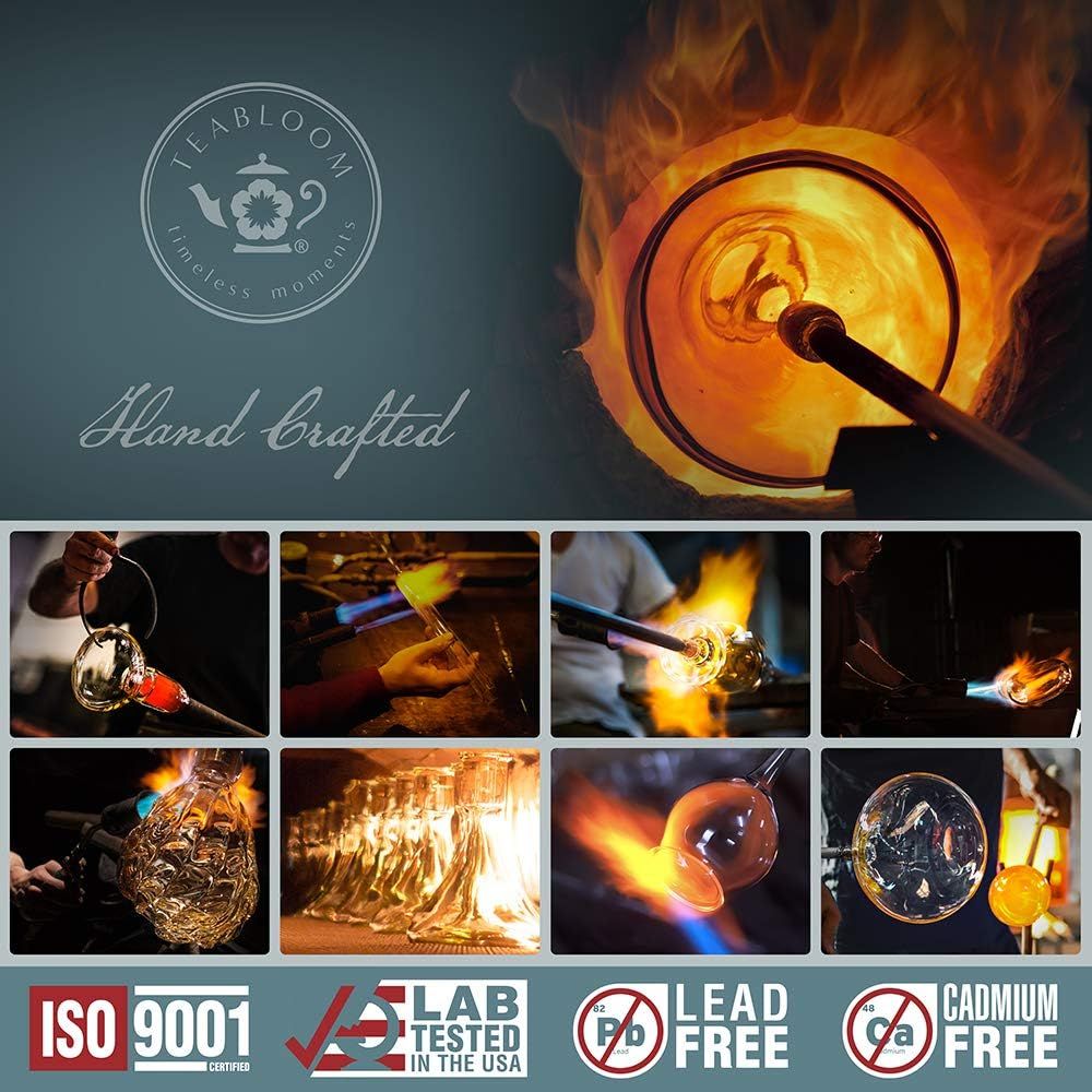 Teabloom Classica Théière en Verre 1,2 L – Résistante à la Chaleur avec Infuseur Amovible en Acier Inoxydable – Théière Design pour Thé en Vrac et Infusions