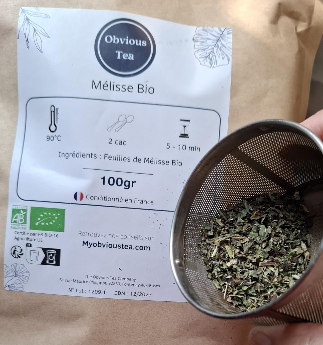 Feuilles de mélisse bio en vrac pour tisane apaisante