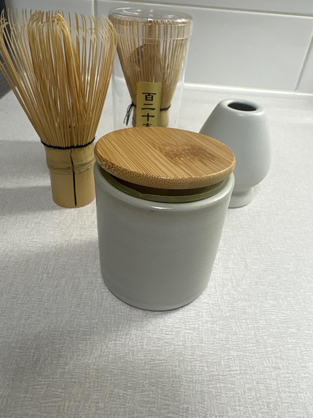 Artcome Service à Thé Japonais - Kit de Cérémonie Matcha Fait à la Main avec Bol, Fouet, Cuillère, Porte-Fouet en Céramique et Boîte à Poudre