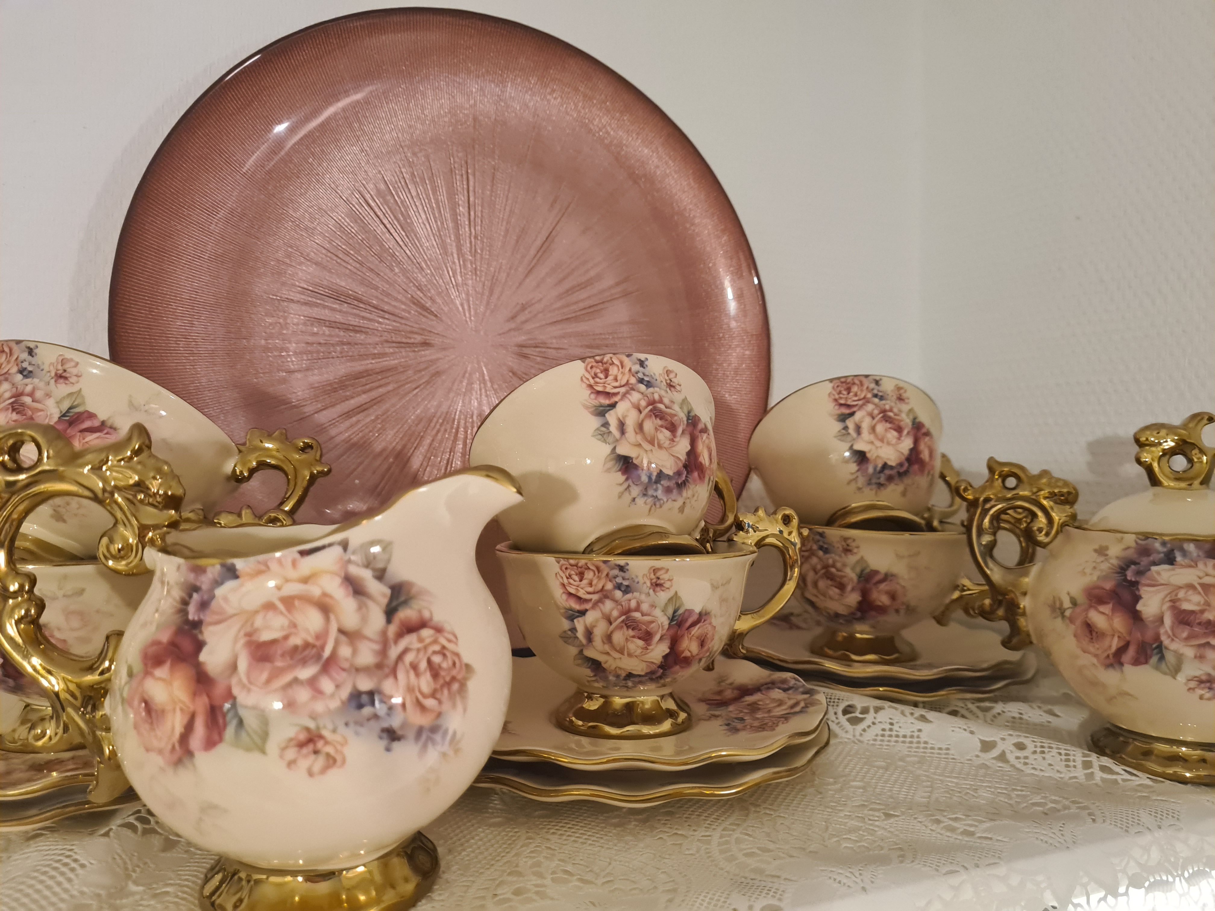 fanquare 15 Pièces Services à Thé de Mariage en Porcelaine Anglaise, Ensemble de Café de Fleurs Vintage, pour Adultes