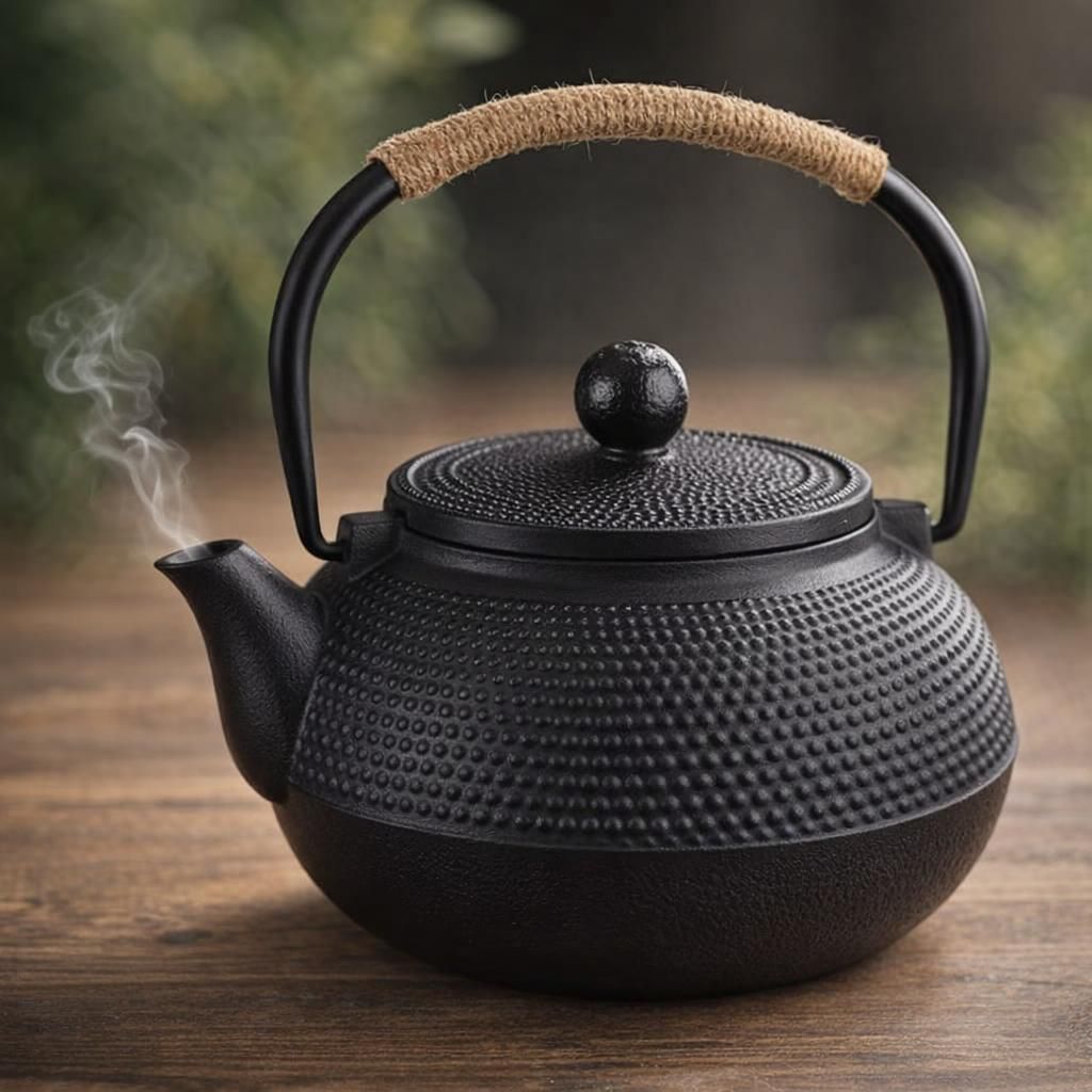 Théière en Fonte avec Infuser, 600ml Théière Induction pour Thé Noir, Bouilloire à Thé pour Les Amateurs de Thé, Noir