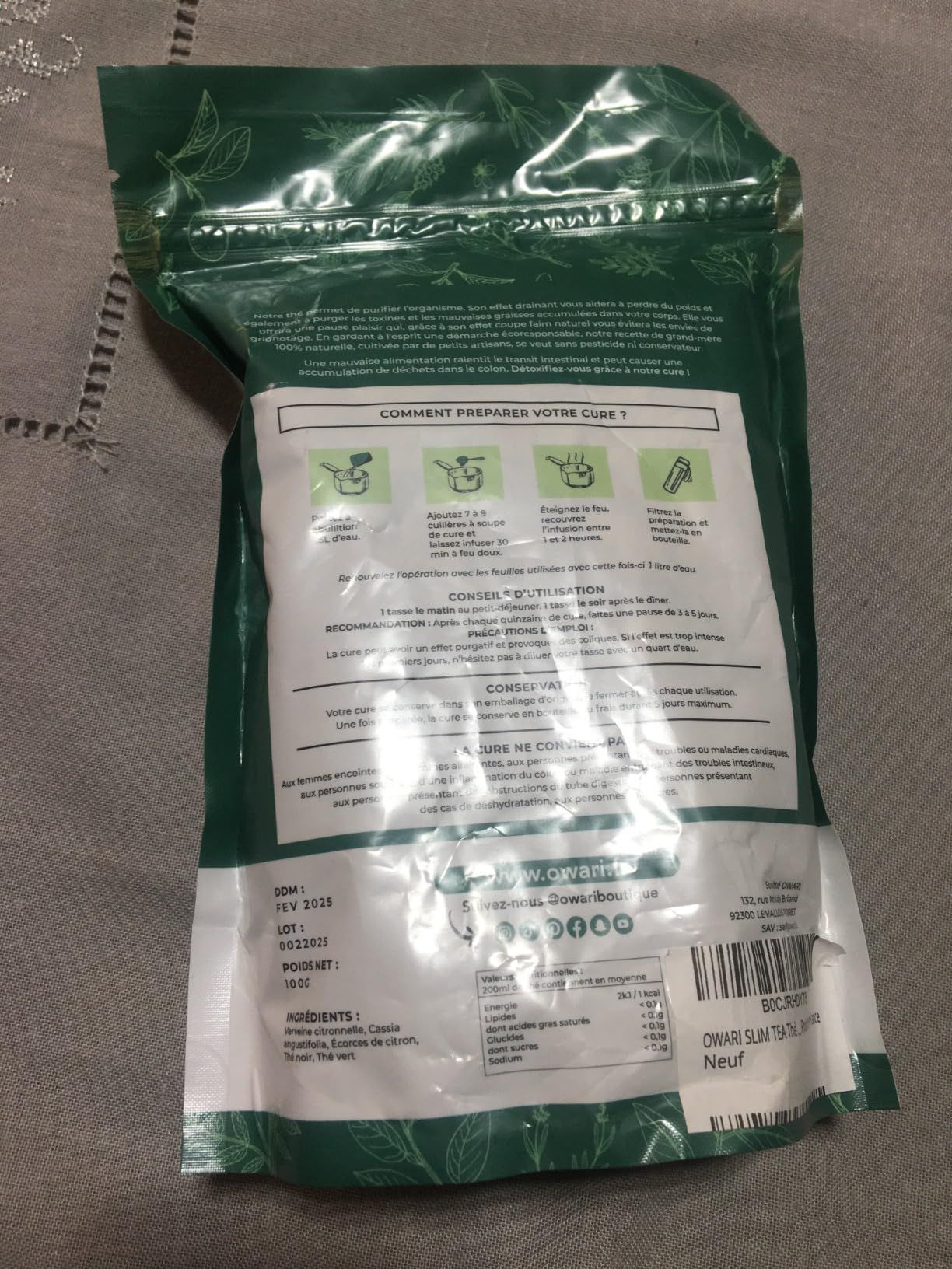 thé détox naturel owari slim tea 15 jours