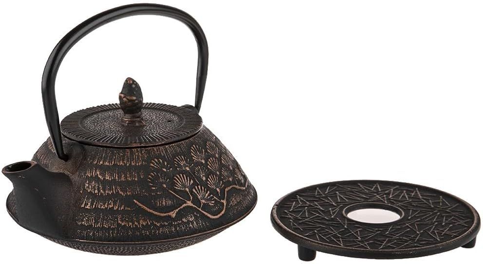 lachineuse - Service à Thé en Fonte Fleurs Cerisiers - 1 Théière, 4 Tasses en Fonte & Filtre Infuseur - Capacité 0,8L - Décoration Japonaise Asiatique - Idée Cadeau Vaisselle - Coloris Noir & Bronze