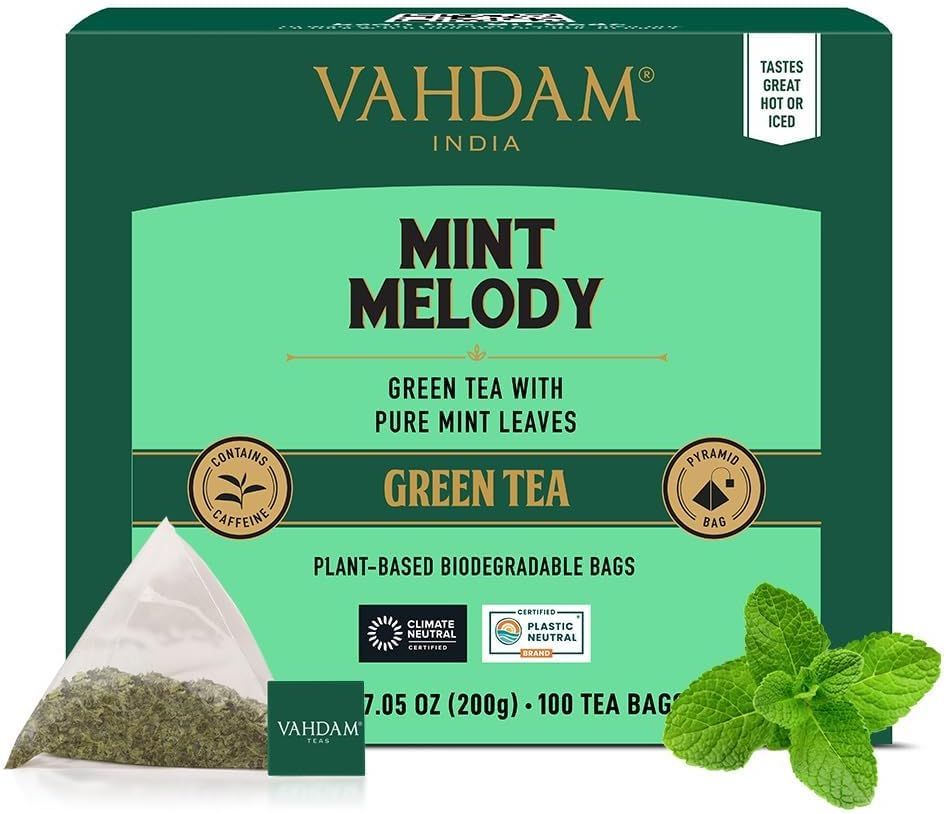 thé vert à la menthe naturelle vahdam - 100 sachets
