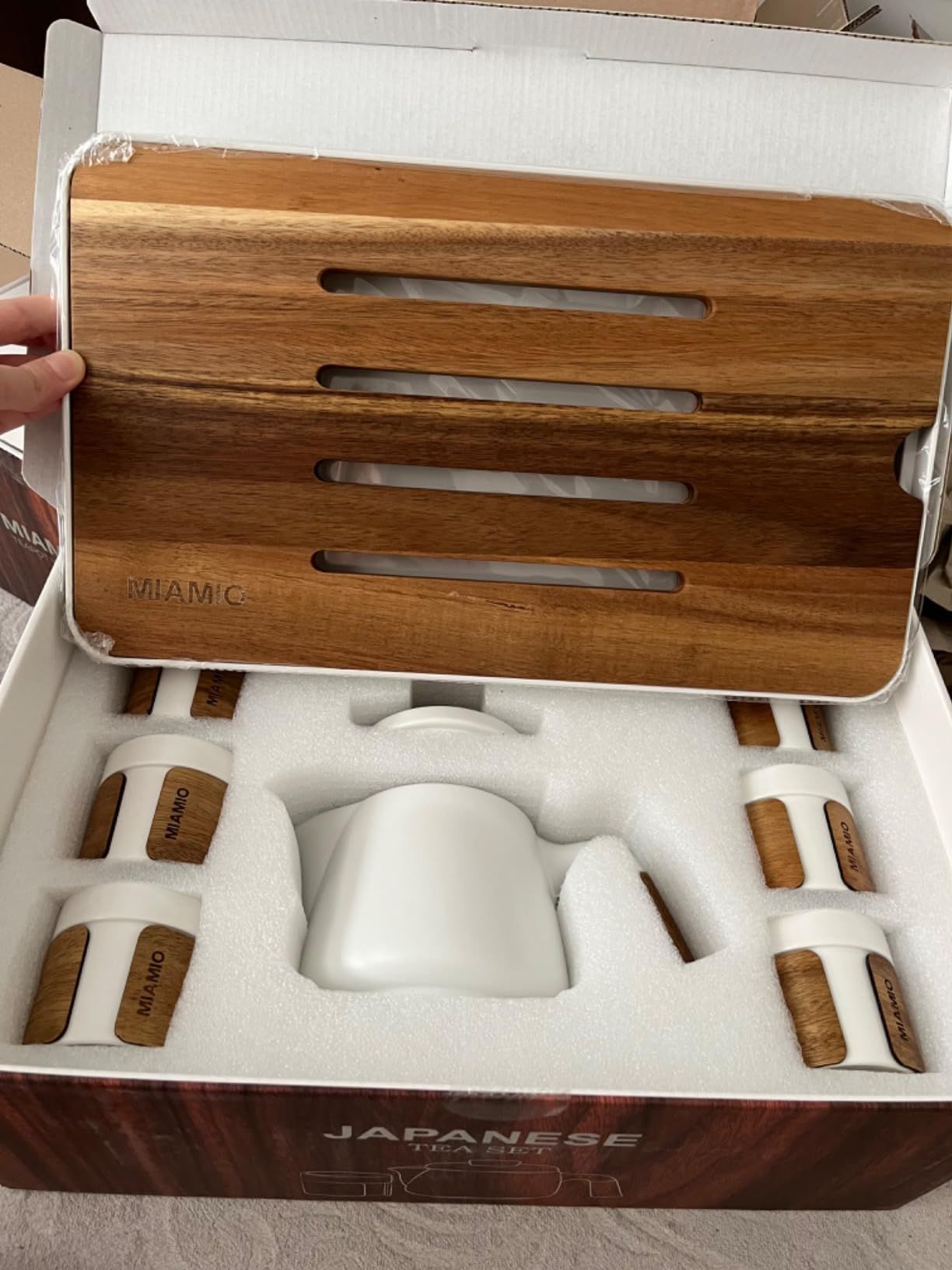 MIAMIO - Ensemble 6 x 100 ml de thé japonais/chinois/Théière asiatique 620 ml avec infuseur de thé, ensemble de tasses à thé japonaises traditionnelles pour les amateurs de th��/hommes/femmes