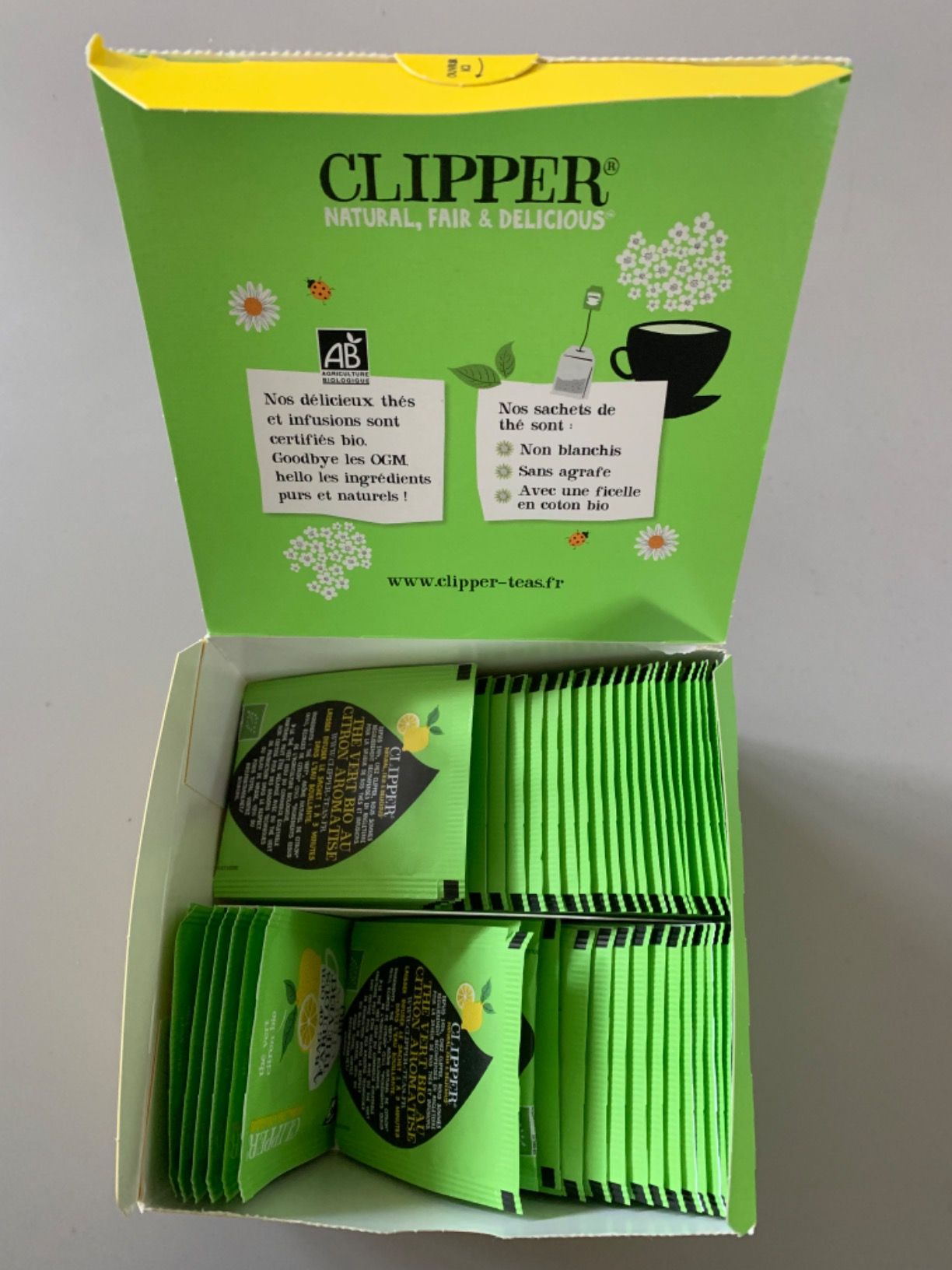 Thé vert bio citron Clipper - 50 sachets