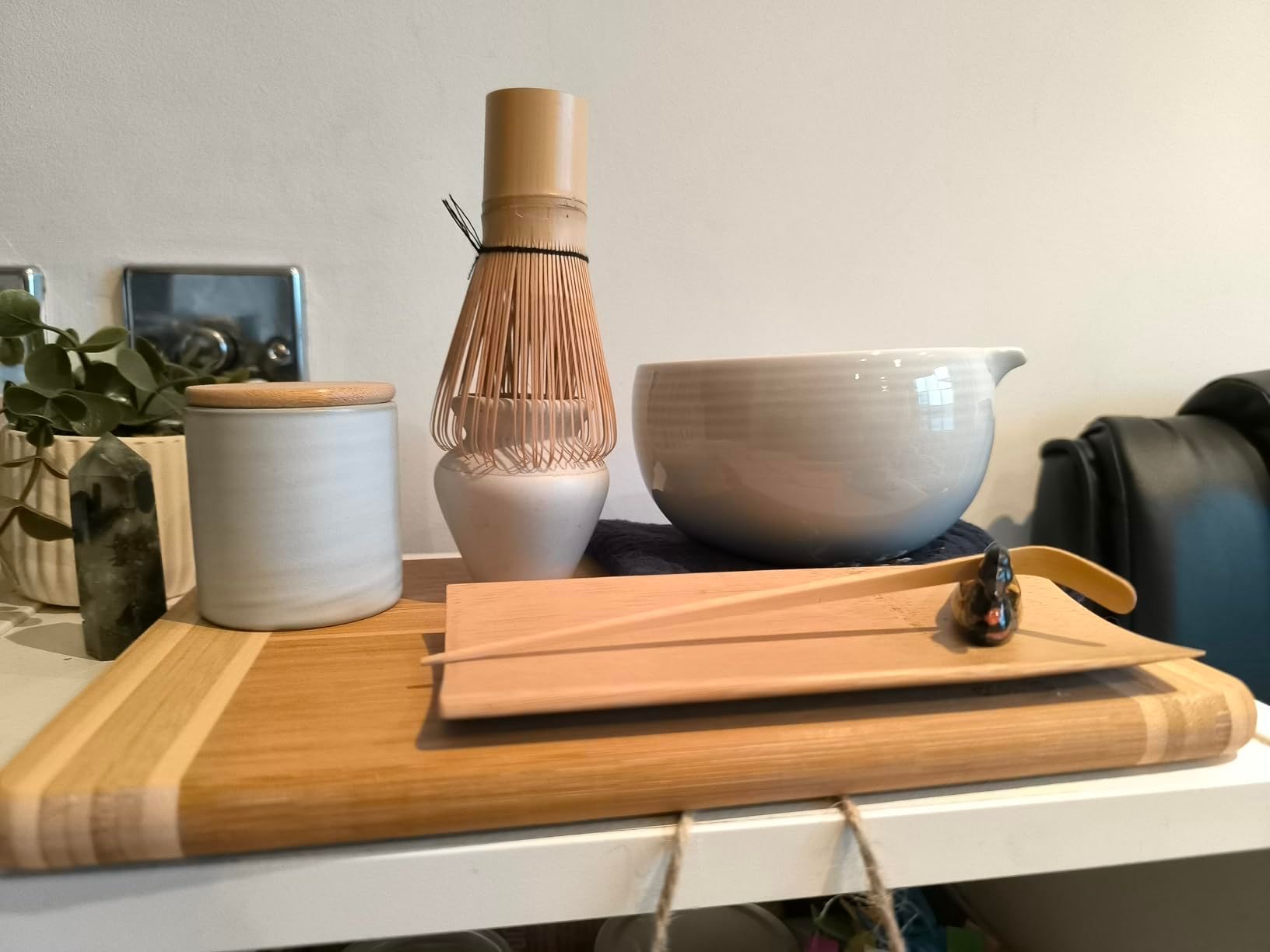 Artcome Service à Thé Japonais - Kit de Cérémonie Matcha Fait à la Main avec Bol, Fouet, Cuillère, Porte-Fouet en Céramique et Boîte à Poudre