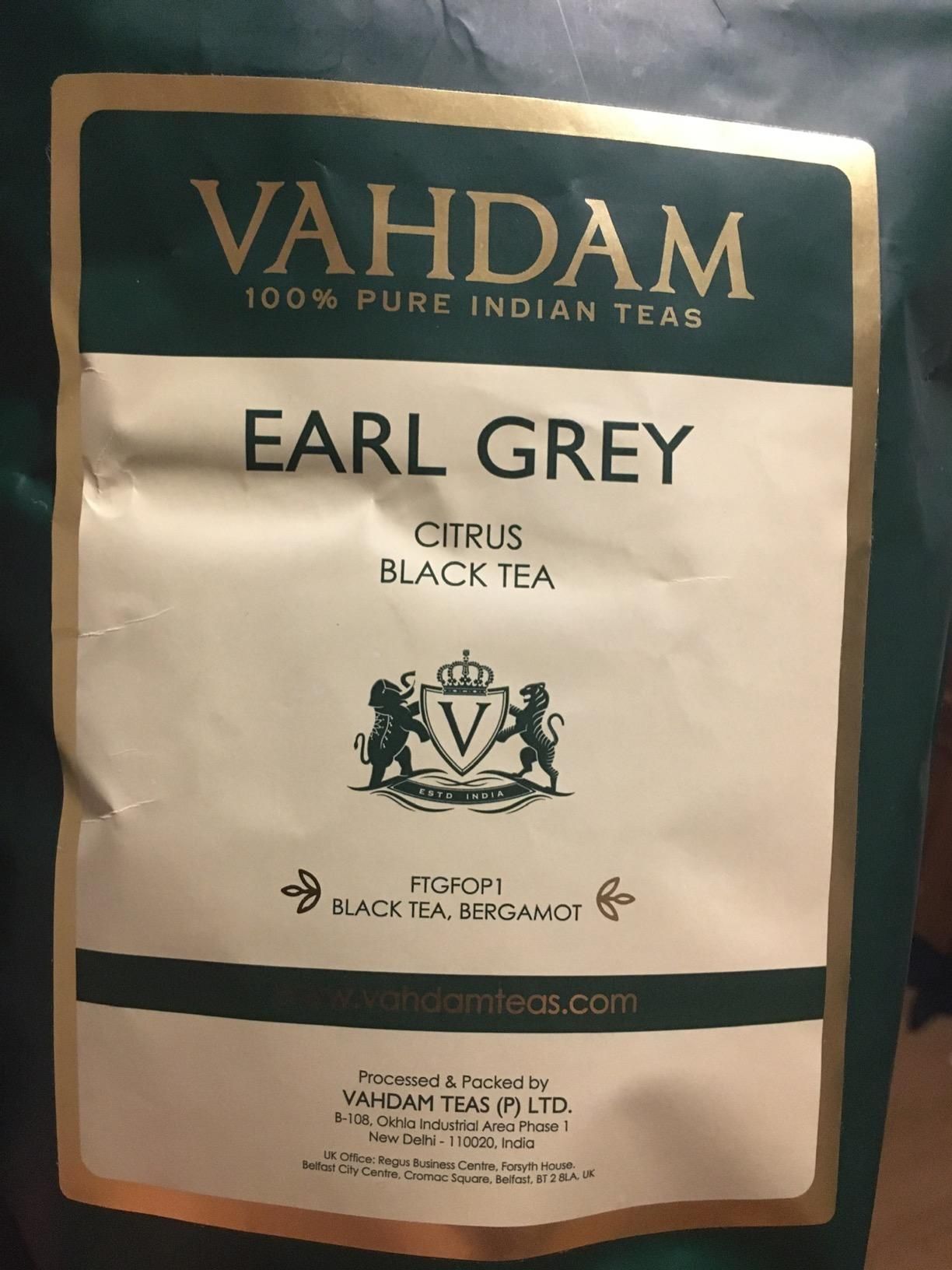 Earl Grey thé noir Vahdam - fraîcheur et qualité