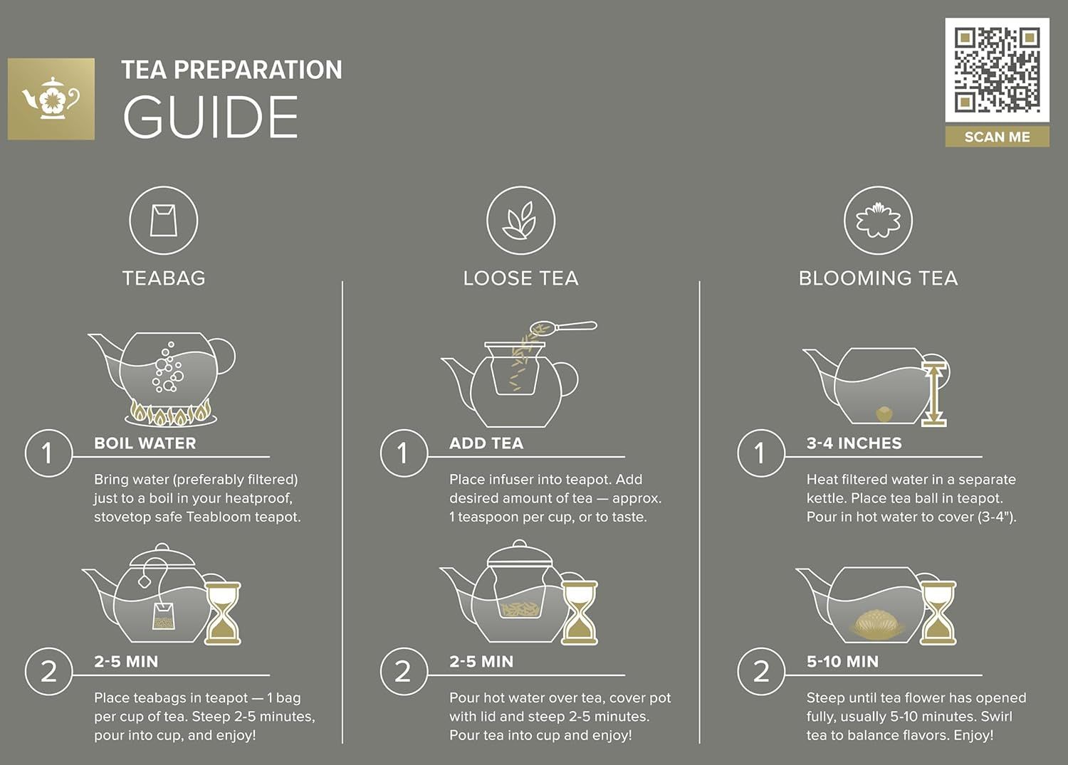 Teabloom Théière en Verre, Résistante à la Cuisson et aux Micro-ondes, avec Infuseur Amovible pour Thé en Vrac – 2 Thés Fleuris Inclus – Bouilloire et Machine à Thé 1.2 L