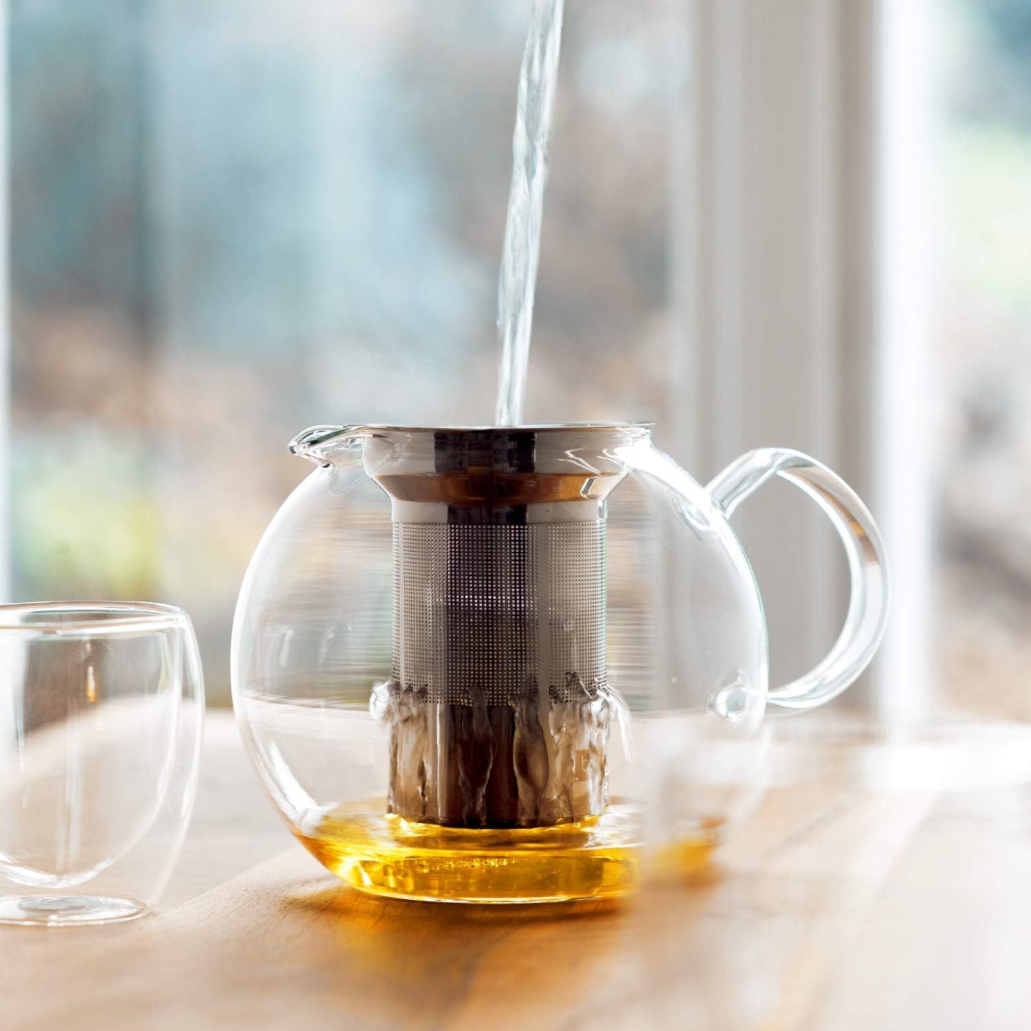 Bodum - 1801-16 - Assam - Théière à Piston en verre - Filtre et Couvercle inox - 1.0 L