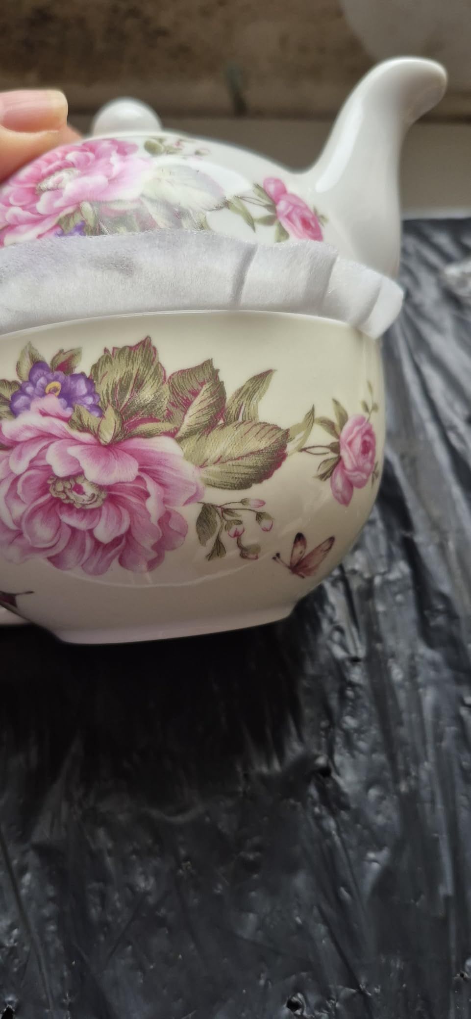 Ensemble de théière, tasse et soucoupe en porcelaine pour une personne à motif floral boîte cadeau