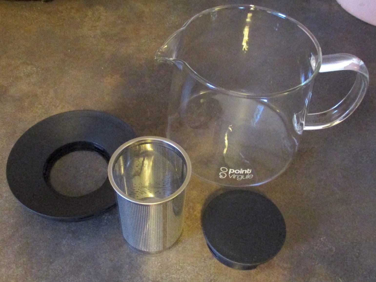 Point-Virgule set de théière nervurée en fonte et 2 tasses revêtement émaillé intérieur Forest Green