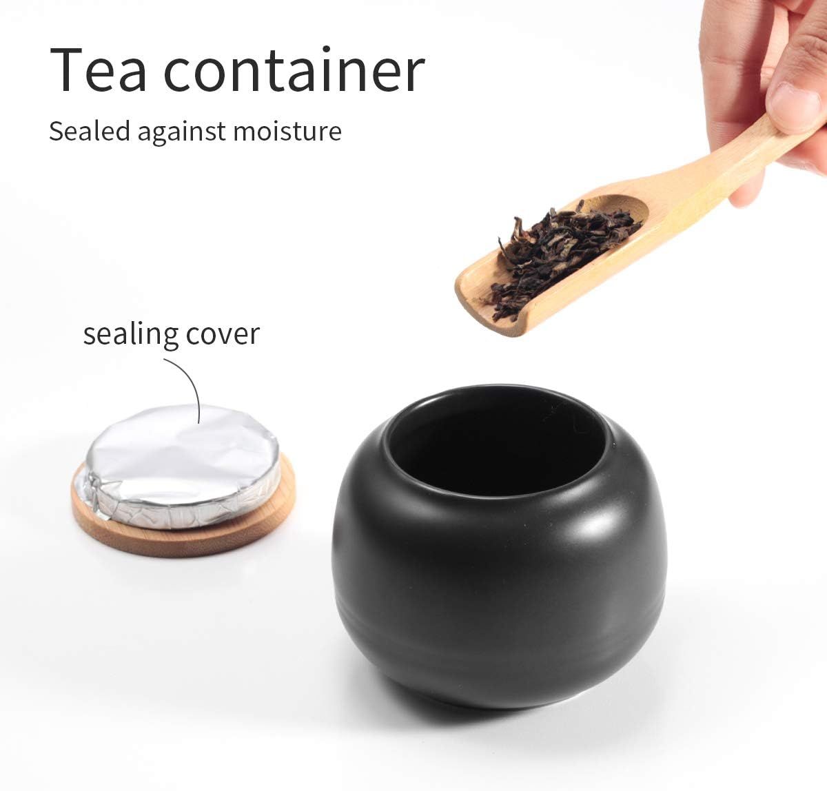 Théière chinoise avec plateau et infuseur - Théière portable en porcelaine - Sac tout-en-un - Pour extérieur, pique-nique, affaires, hôtel (noir)