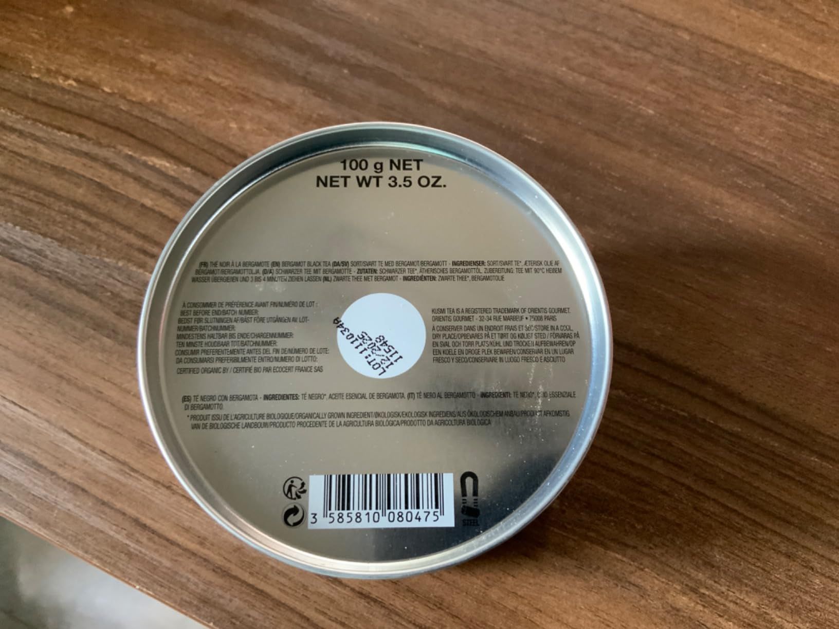 Thé noir bio Earl Grey Kusmi Tea à la bergamote