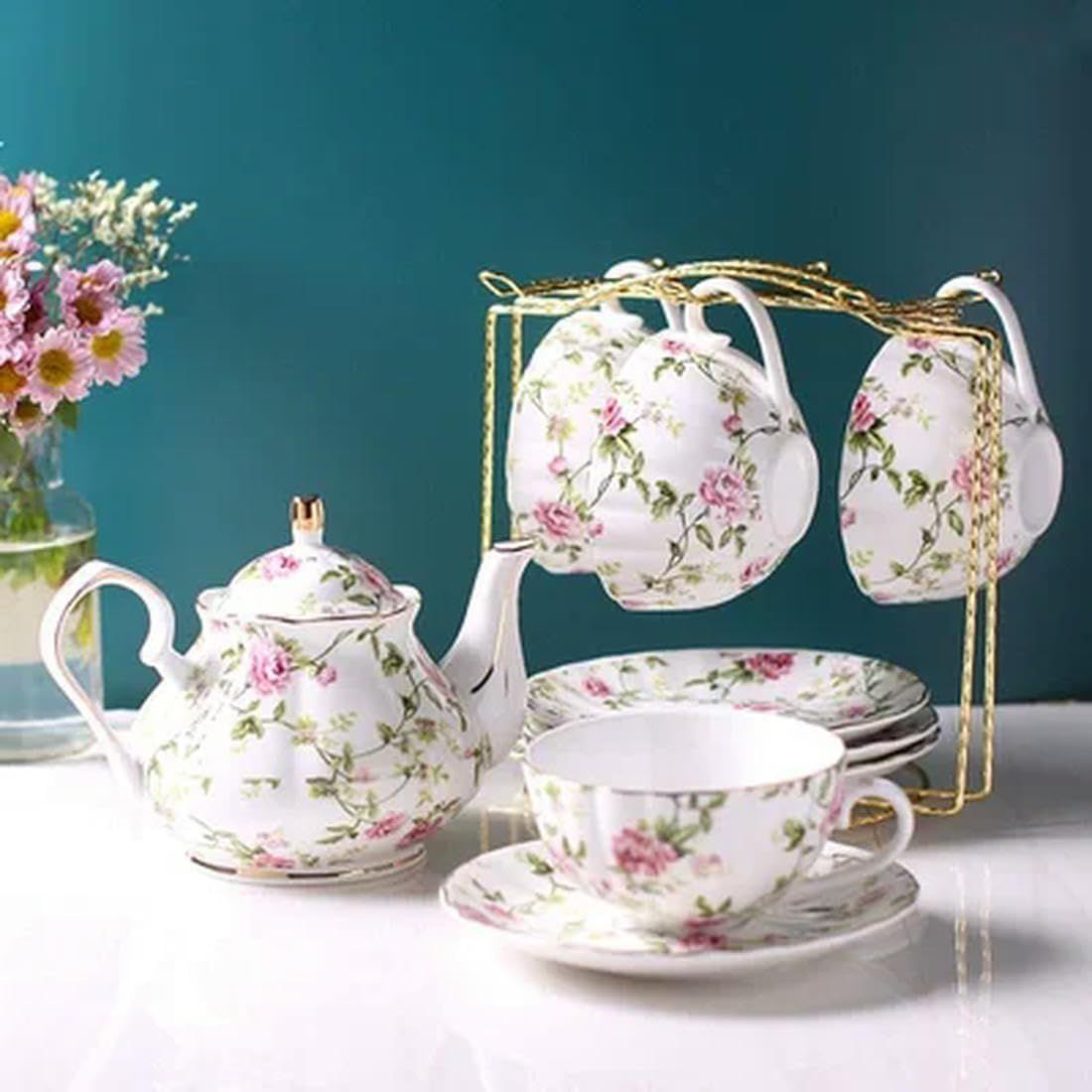 Théière européenne en Porcelaine de 400ML, Service à thé Anglais de l'après-midi, théière en Porcelaine, cafetière résistante à la Chaleur