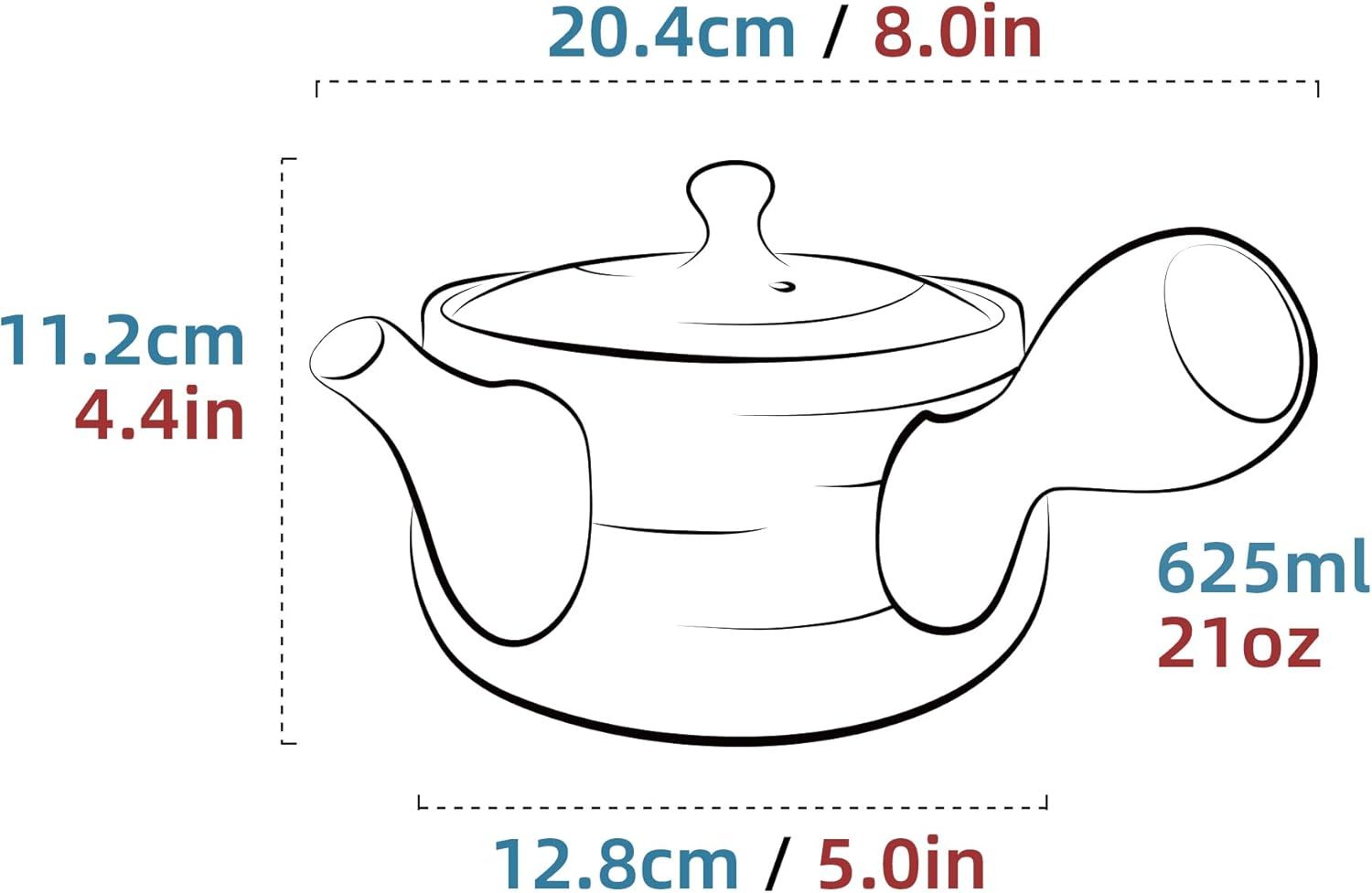 Théière en céramique TEANAGOO avec infuseurs pour thé en vrac | Grandes théières à poignée latérale/Kyusu japonais (21 oz) infuseur | Théières chinoises Ensemble porcelaine VP2,Rock Black