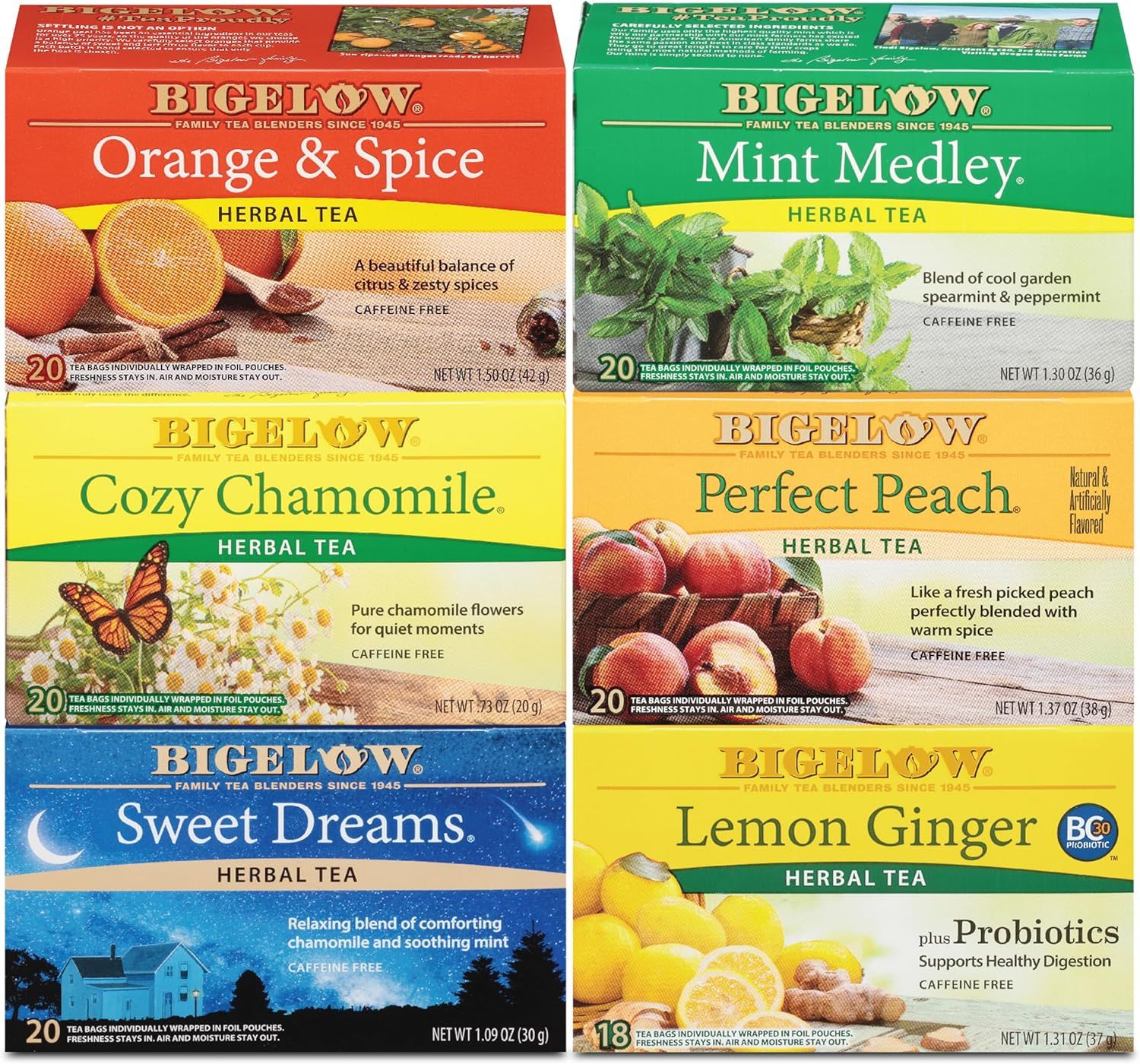 Thés aux herbes variés Bigelow, 118 sachets