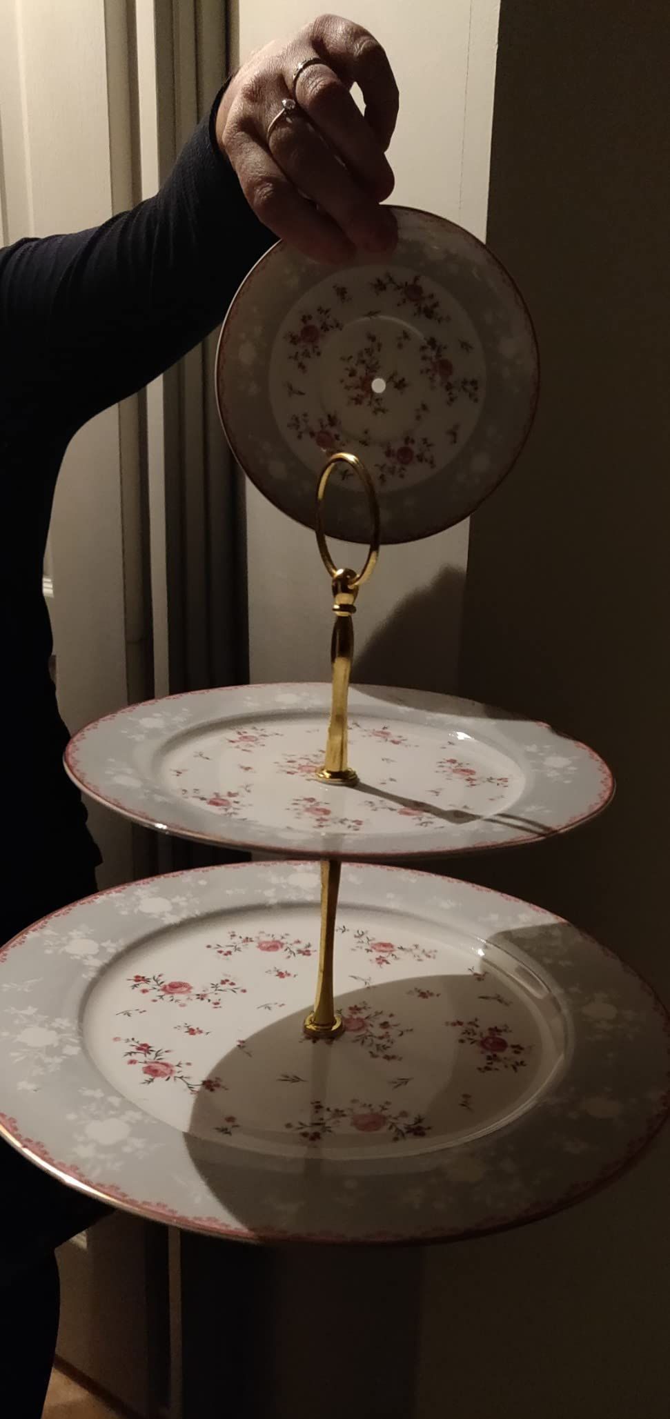 fanquare Service à Thé en Porcelaine, Ensemble de Tasse et Soucoupe à Thé, Service de Thé 6 Personnes, Théière de Mariage Pichet à Crème dans un Sucrier, Service à Café Flower China, Rose Rouge