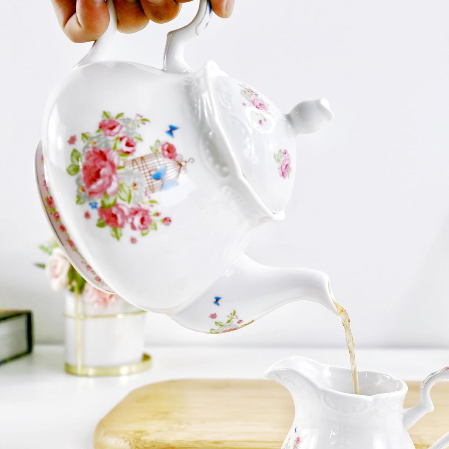 YBK Tech Strength Cafetière en Porcelaine Théière en Céramique - Rose Pink (Théière)