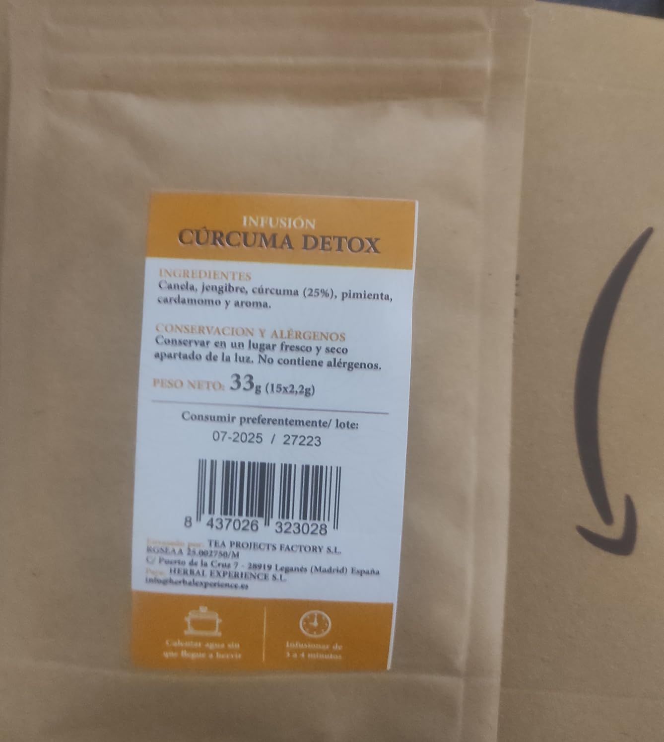 Infusion détox curcuma gingembre 100% naturelle sans théine