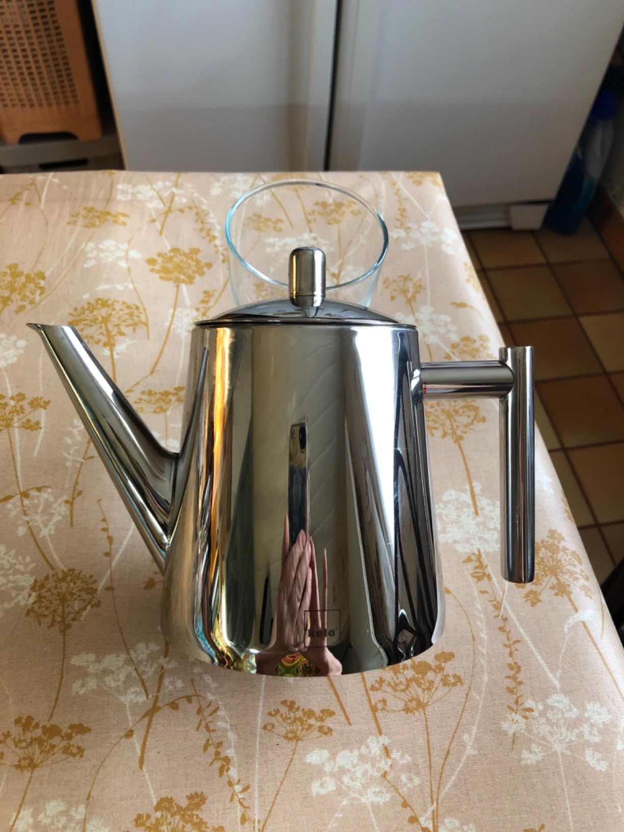 kela Théière avec tamis, théière en acier inoxydable 0,9 l ANCONA, théière pour thé en vrac et sachets de thé, bouilloire à thé
