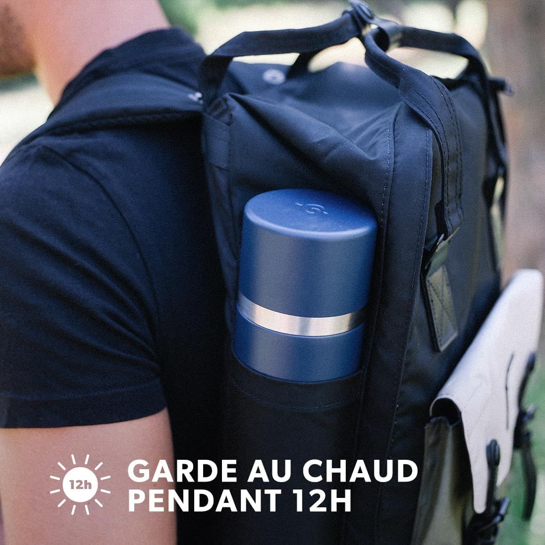 Qwetch - Thermo Isotherme Anémones Terracotta 750ml - Thermo avec Gobelet Inox Recyclé - 24h Froid et 12h Chaud - Etanche & Idéale pour Café et Thé