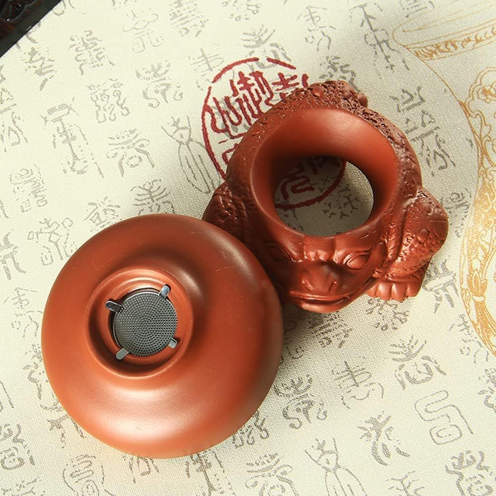 Zisha Kung fu Théière en céramique violette faite à la main Motif crapaud chinois Violet