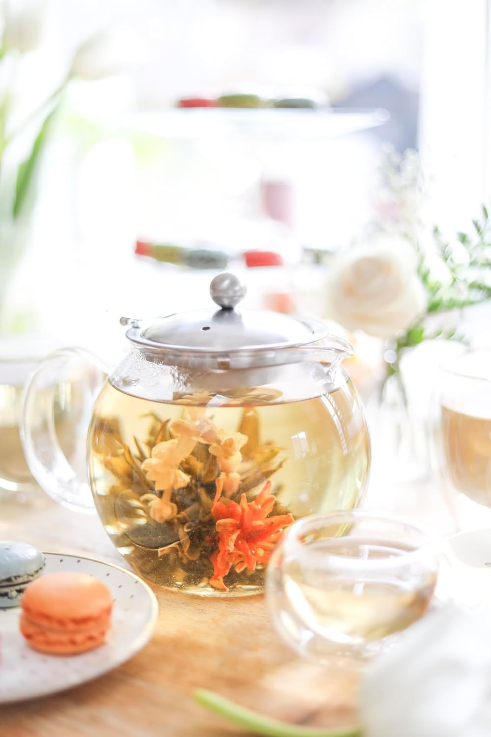 Teabloom Classica Théière en Verre 1,2 L – Résistante à la Chaleur avec Infuseur Amovible en Acier Inoxydable – Théière Design pour Thé en Vrac et Infusions
