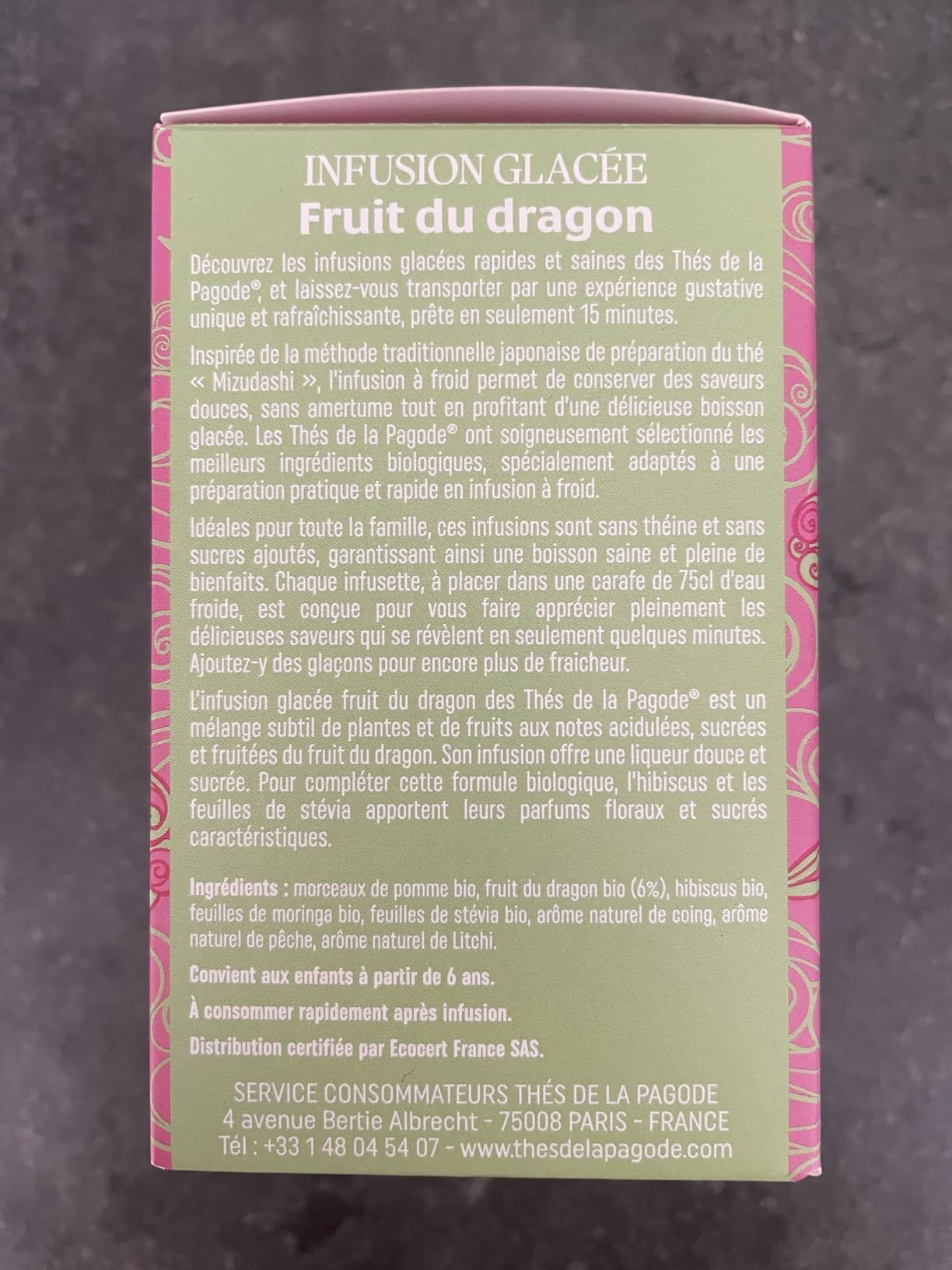 infusion glacée bio pêche sans sucre ajouté thés de la pagode