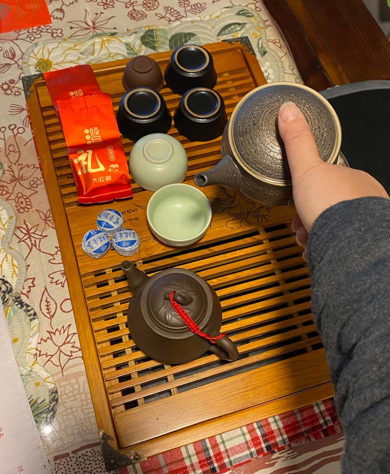 Théière en céramique TEANAGOO avec infuseurs pour thé en vrac | Grandes théières à poignée latérale/Kyusu japonais (21 oz) infuseur | Théières chinoises Ensemble porcelaine VP2,Rock Black