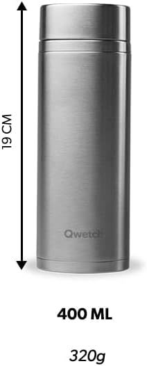 Qwetch - Théière Infusion Isotherme - Hanami Bleu 400ml - Bouteille infuseur Nomade Inox - 5h Chaud et 7h Froid Sans BPA, Étanche & Reutilisable - Idéale pour Thé, Café, Fruit, Tisane