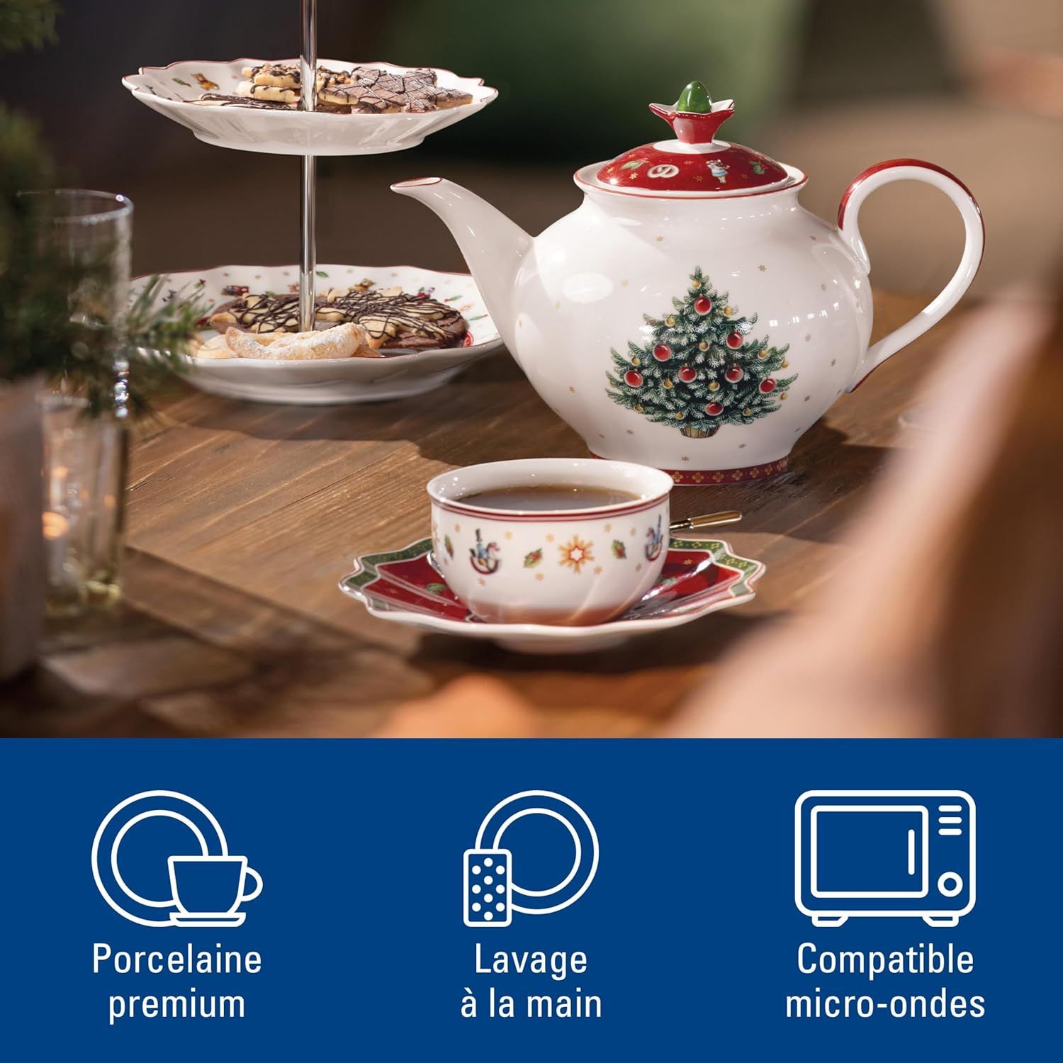 Villeroy & Boch Toy's Delight, Cafetière/Théière, 1,5 litre, Porcelaine Premium, Blanc/Rouge/Vert