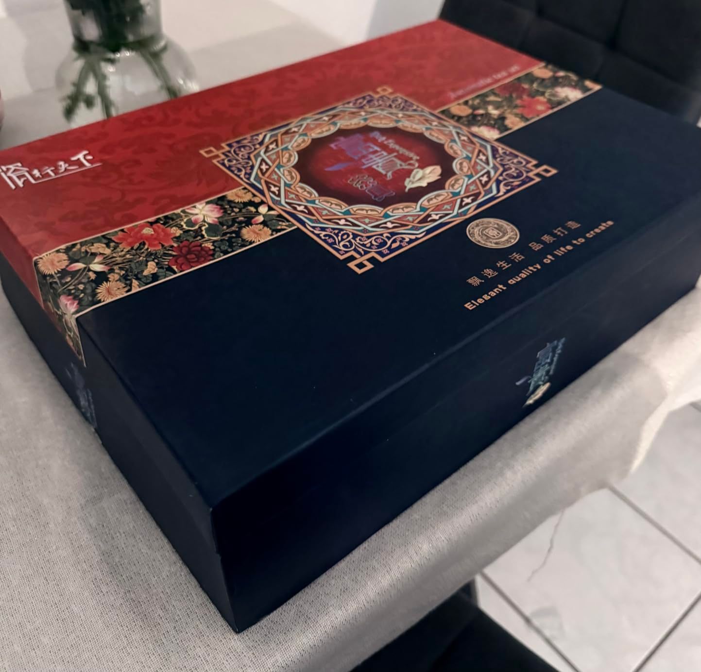 Service à thé chinois en céramique, théière de 600 ml et 6 tasses de 120 ml, service à thé kungfu changeant de four, théière asiatique pour les amateurs de thé, bleu