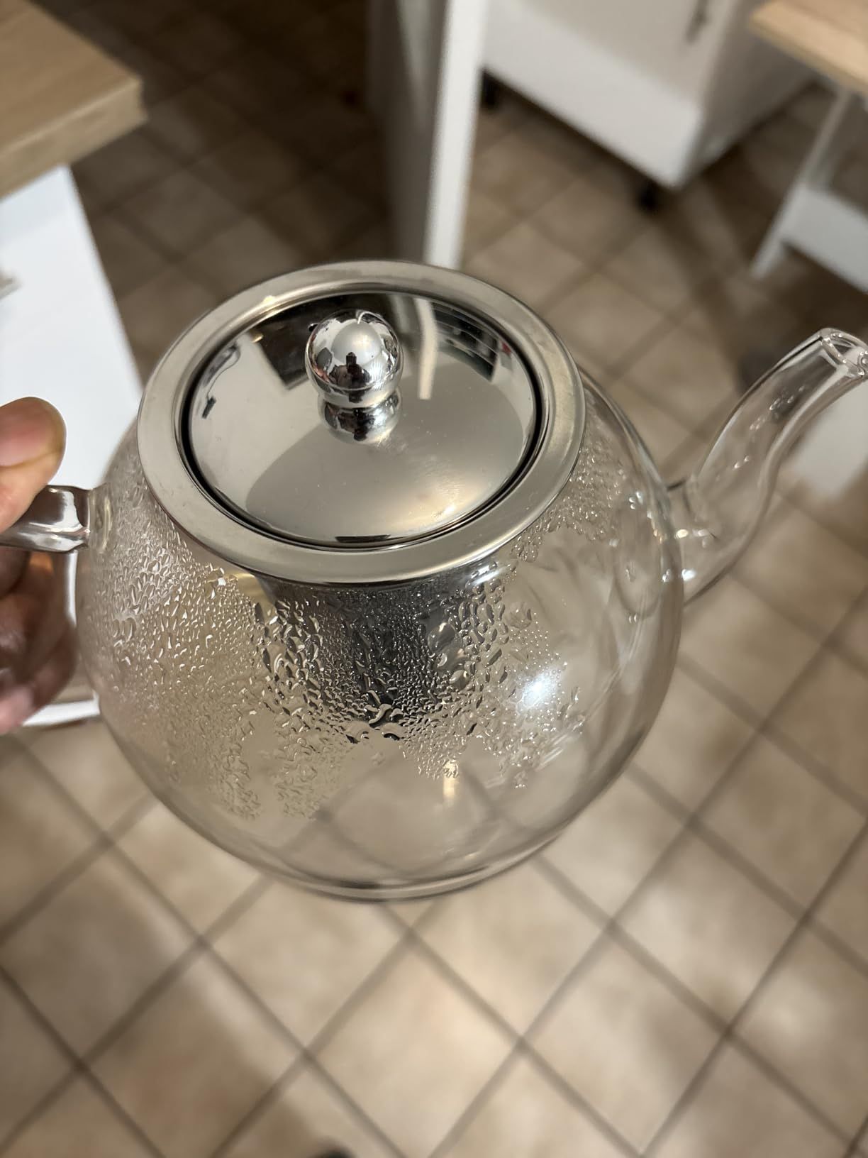 1200ml Theiere en Verre Borosilicate avec Infuseur, Pots à thé en Vrac, Coffre-fort pour Cuisinière