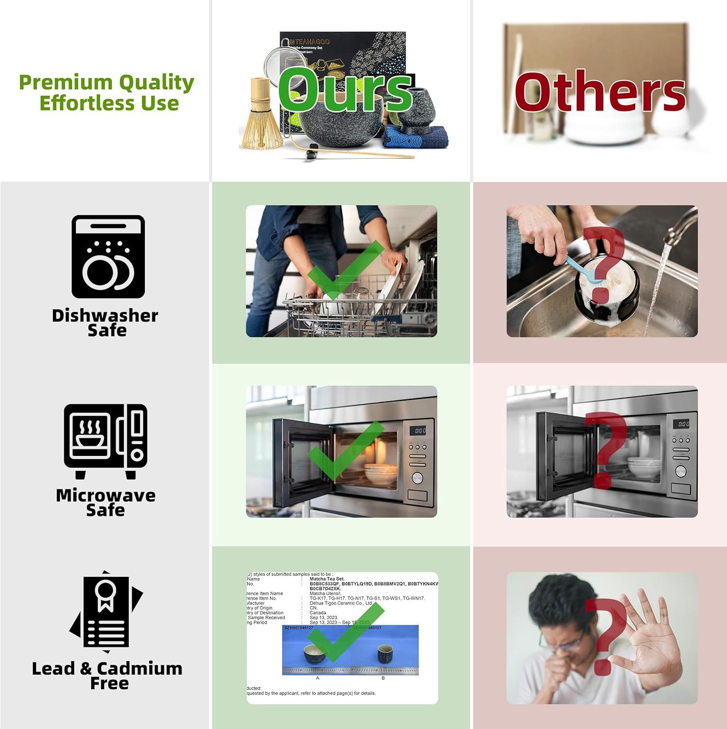 TEANAGOO Service à thé japonais, ensemble de fouet à matcha, bol à matcha en bambou (Chasen), cuillère (chashaku), support de fouet à matcha, kit de fabrication de thé. O1, kit de poudre de thé vert