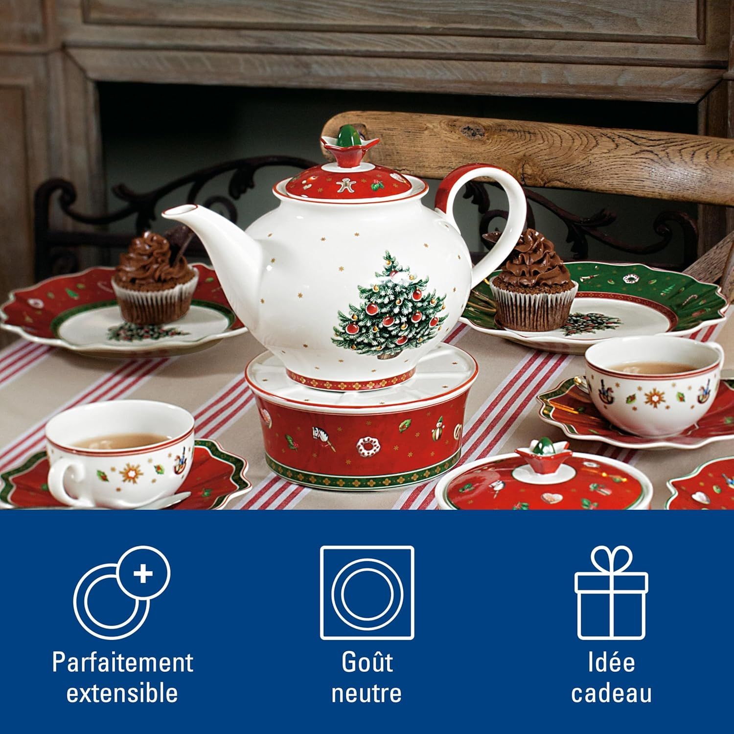 Villeroy & Boch Toy's Delight, Cafetière/Théière, 1,5 litre, Porcelaine Premium, Blanc/Rouge/Vert