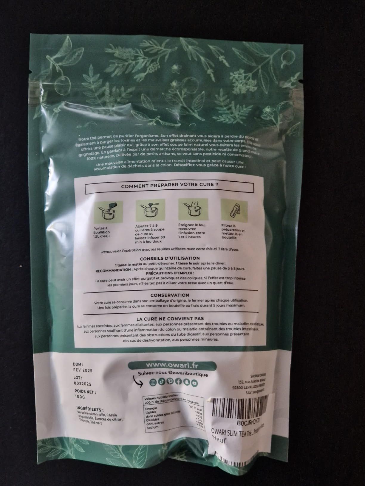 thé détox naturel owari slim tea 15 jours