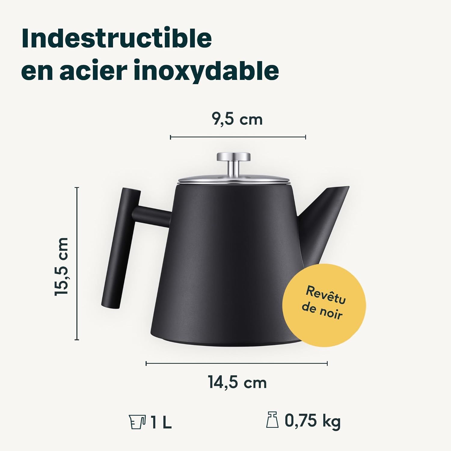 SILBERTHAL Théière avec Filtre Infuseur Amovible - Inox Double Paroi - 1 Litre - Garde la Chaleur