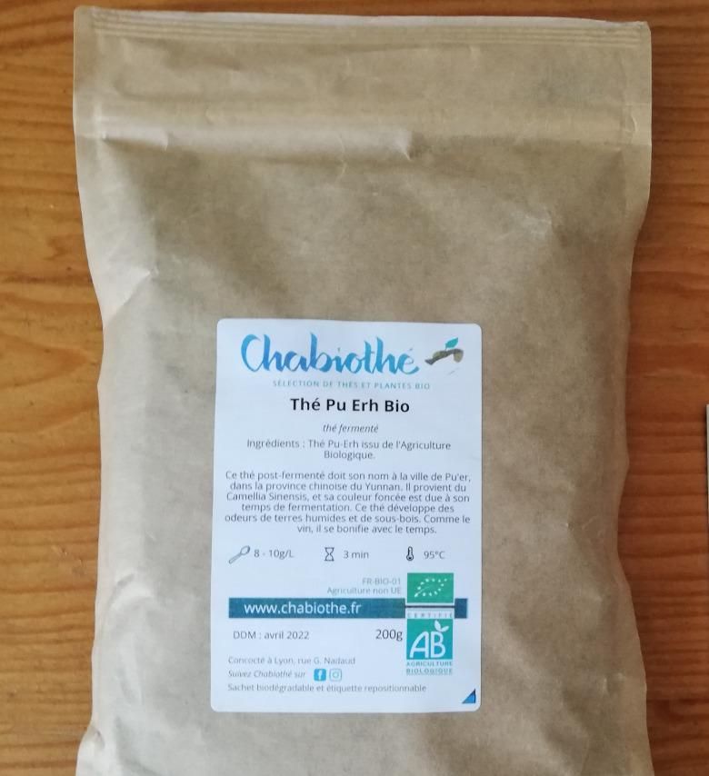 thé pu erh bio en vrac 200g origine yunnan