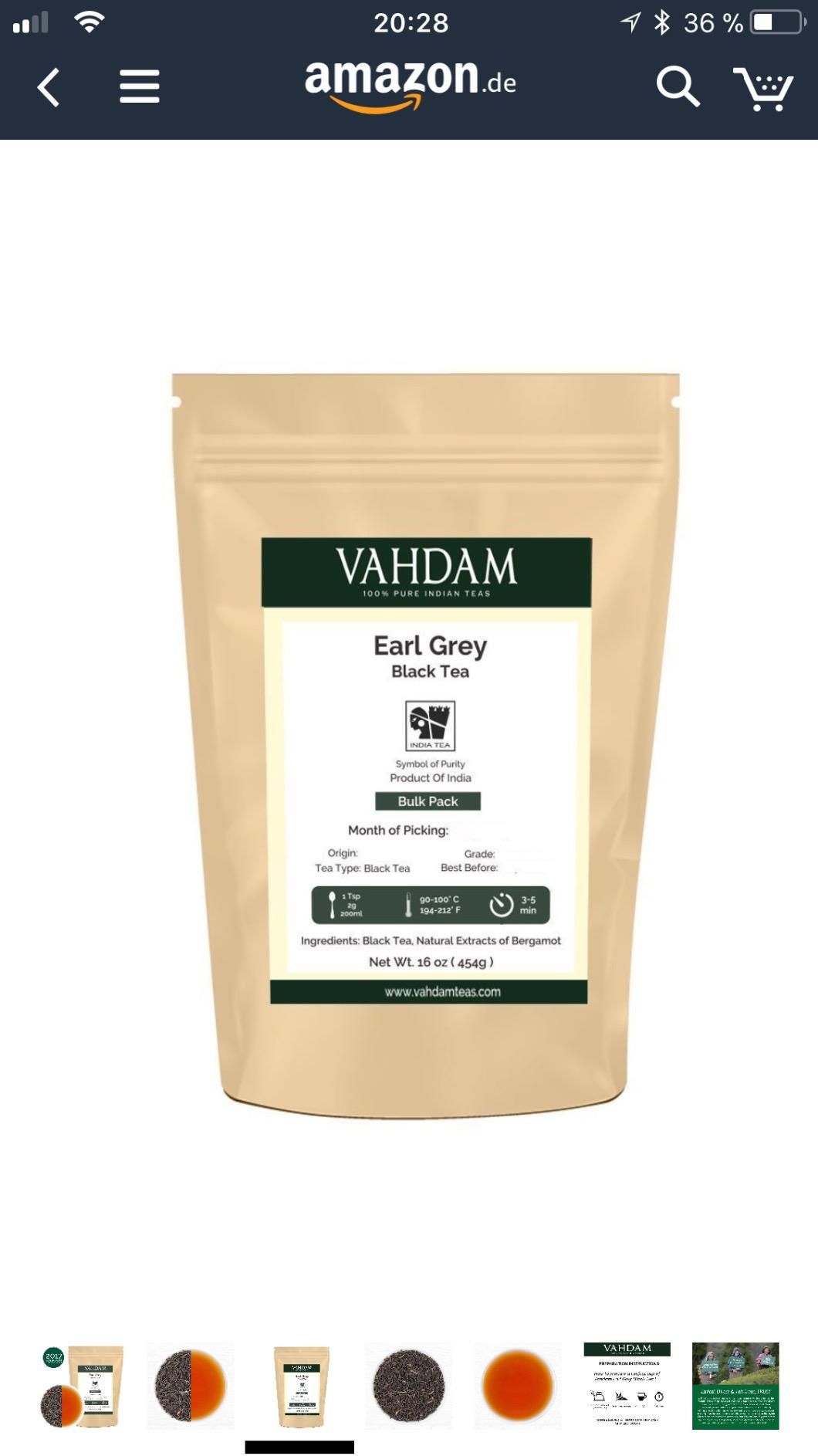 Earl Grey thé noir Vahdam - fraîcheur et qualité