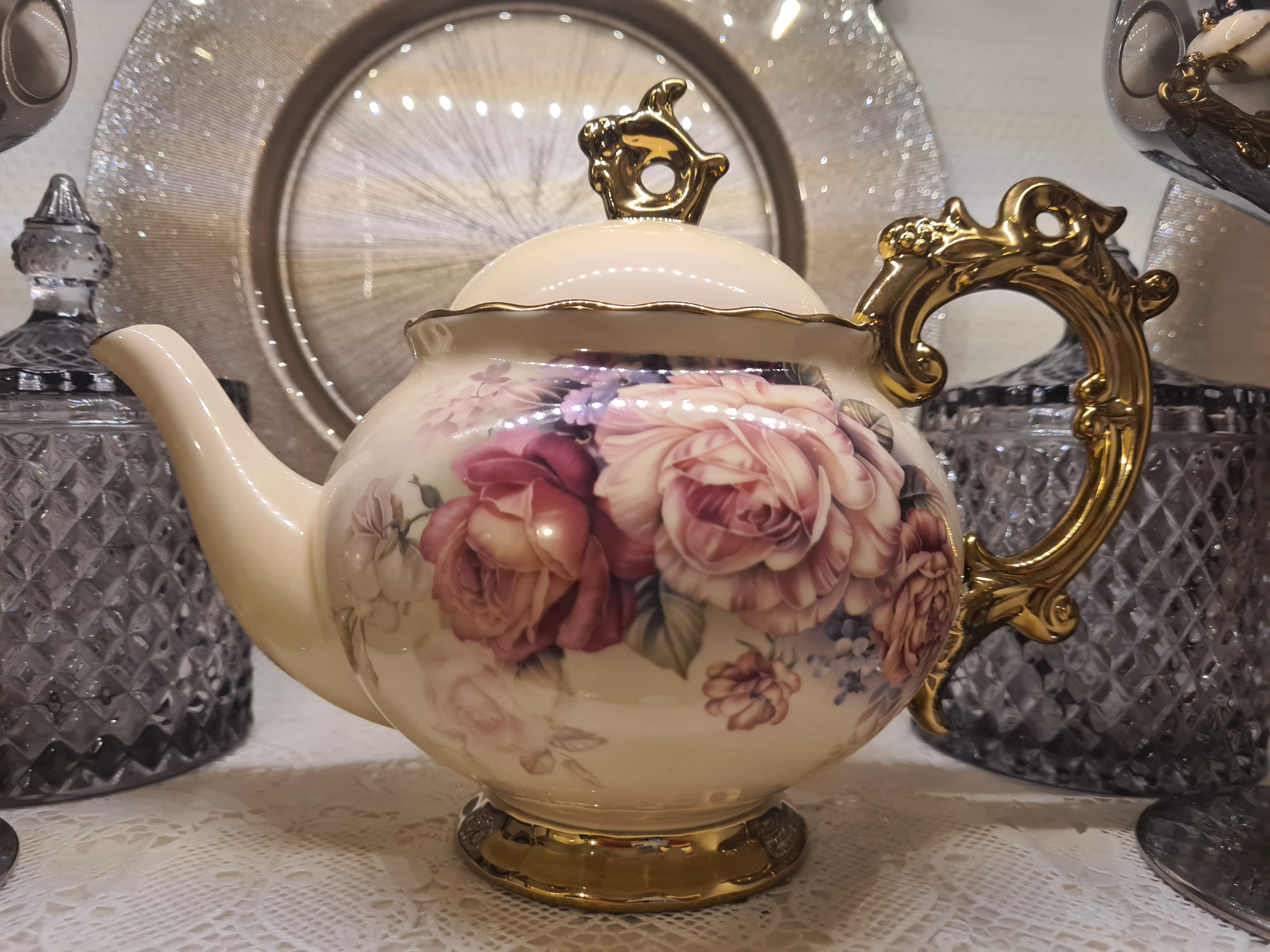 fanquare 15 Pièces Services à Thé de Mariage en Porcelaine Anglaise, Ensemble de Café de Fleurs Vintage, pour Adultes