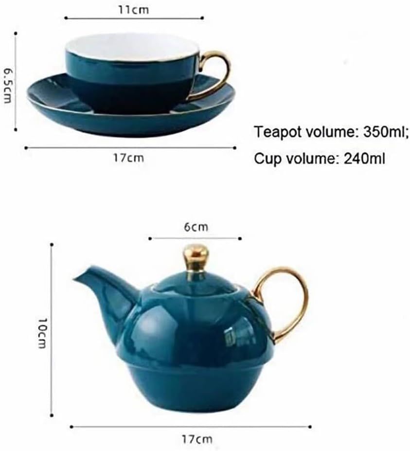YBK Tech Service à thé en Céramique pour une Personne, théière de 12oz et Tasse de 8.2oz avec Soucoupe (Vert Paon)