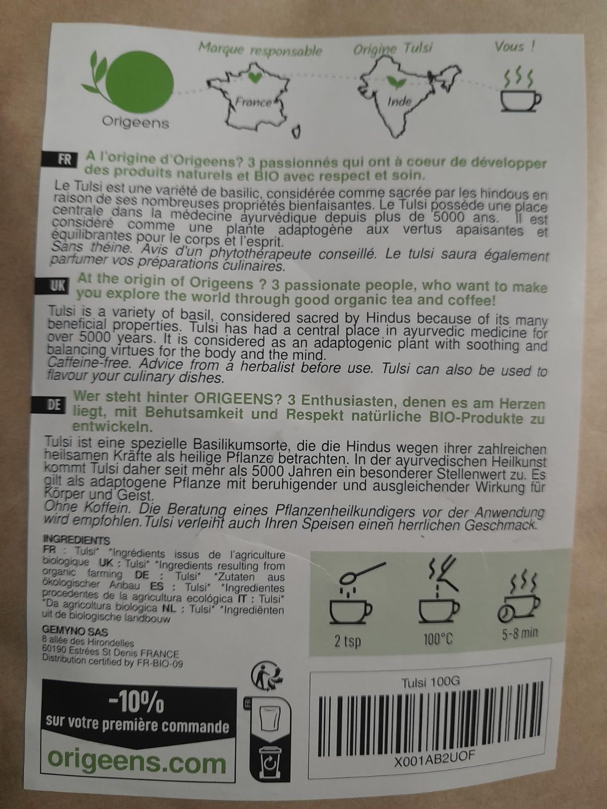 Tisane mélisse bio 100 g - infusion digestive et relaxante