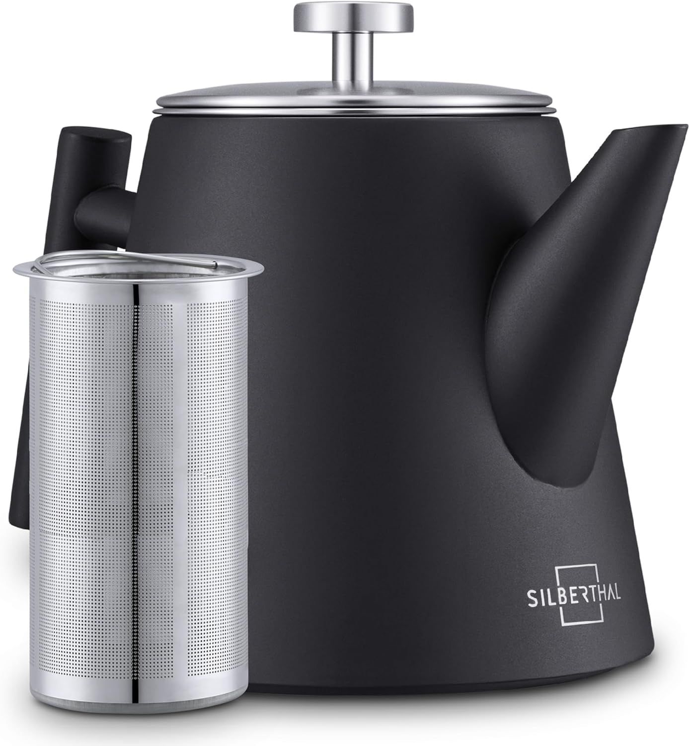SILBERTHAL Théière avec Filtre Infuseur Amovible - Inox Double Paroi - 1 Litre - Garde la Chaleur
