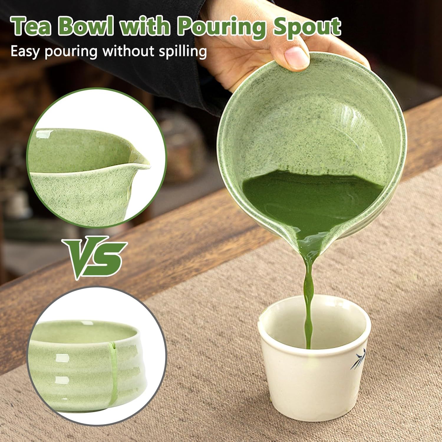 Matcha Kit, 8 Pièces Kit Matcha, Service à Thé Japonais,Bol à Matcha Avec Bec,Fouet Matcha, Support De Fouet à Matcha,Filtre,Cuillere Matcha, Stand, Serviette De Thé,Pour Adapté Aux Débutants