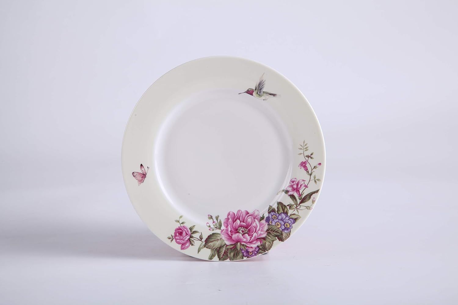 Lot de 3 Assiettes à café et soucoupes à Dessert Style Shabby Chic Vintage en Porcelaine avec Motif Oiseau et Papillon (crème/Beige)