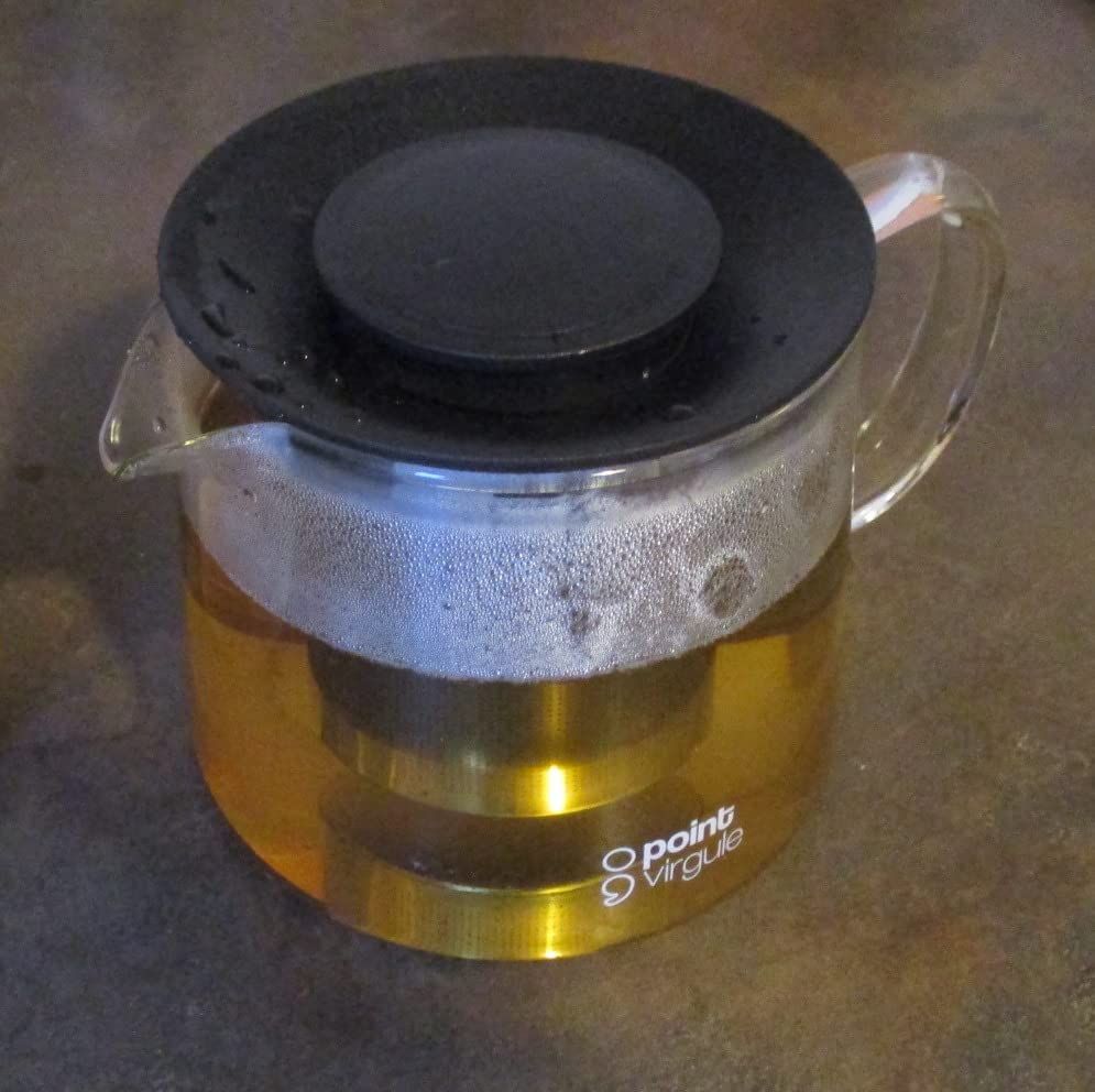 Point-Virgule set de théière nervurée en fonte et 2 tasses revêtement émaillé intérieur Forest Green