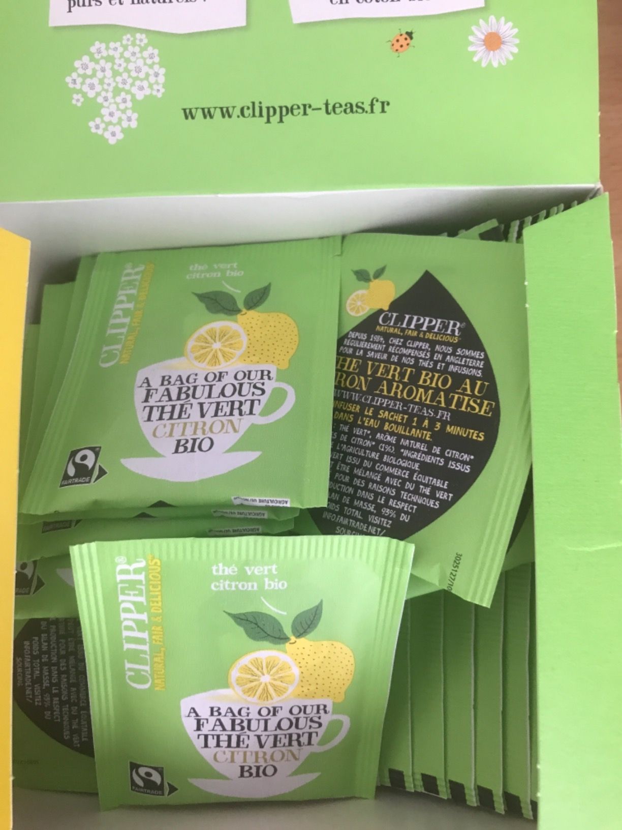 Thé vert bio citron Clipper - 50 sachets