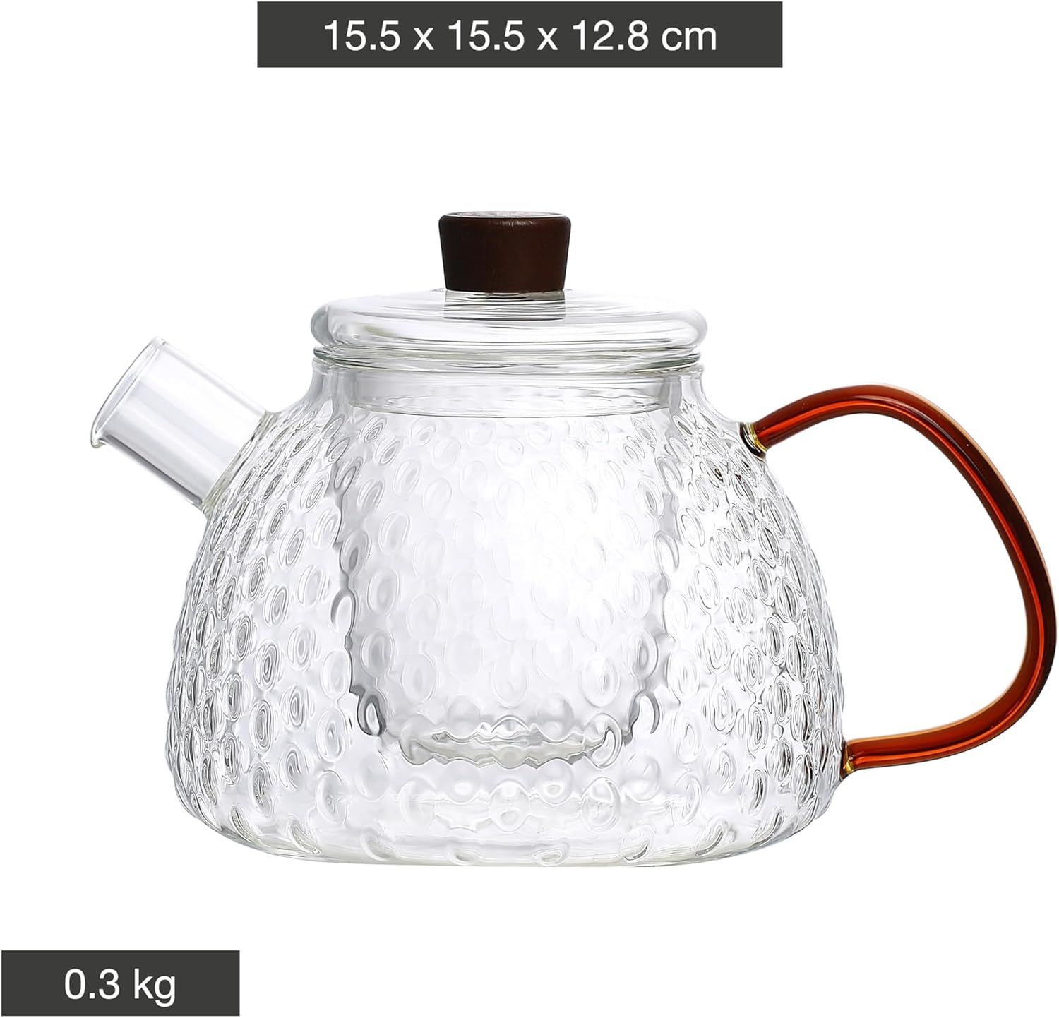 Point-Virgule théière avec filtre en verre borosilicate martelé 1000ml